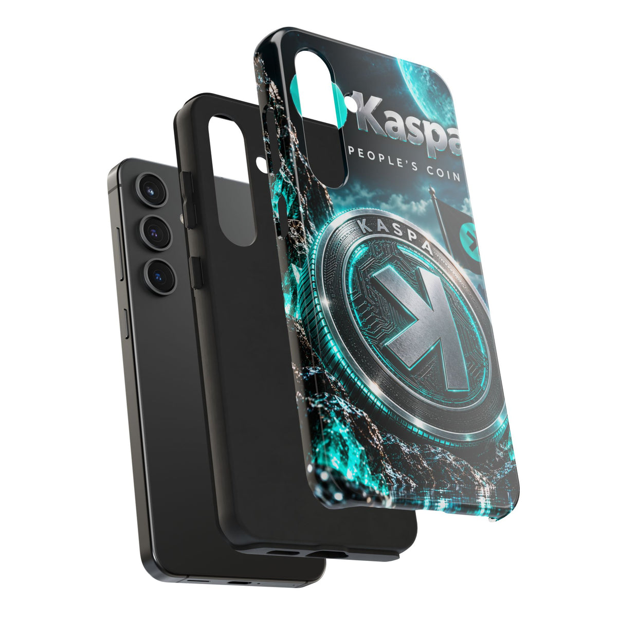 Kaspa Coin Tough Phone Case – Teal Crypto Logo Protective Cover