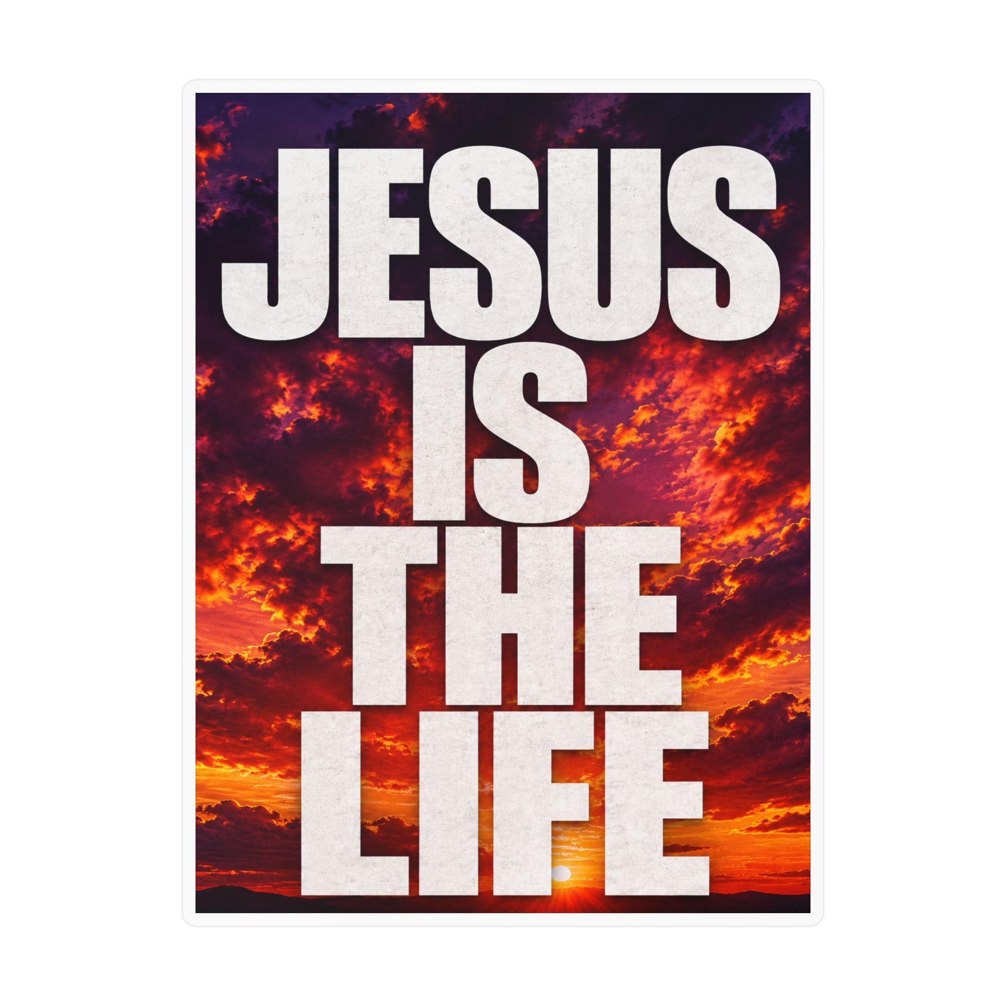 Jesus Is the Life Vinyl Decal — Sunset Color Christian Sticker (Kiss-Cut)