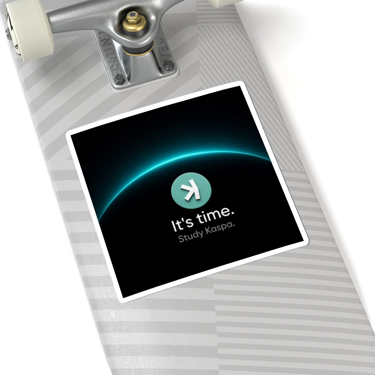 It's Time Study Kaspa Sticker — Crypto Logo Kiss-Cut Decal