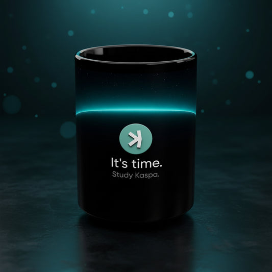 Kaspa Crypto 15oz Black Mug — Neon Tech Coffee Cup for Crypto Lovers
