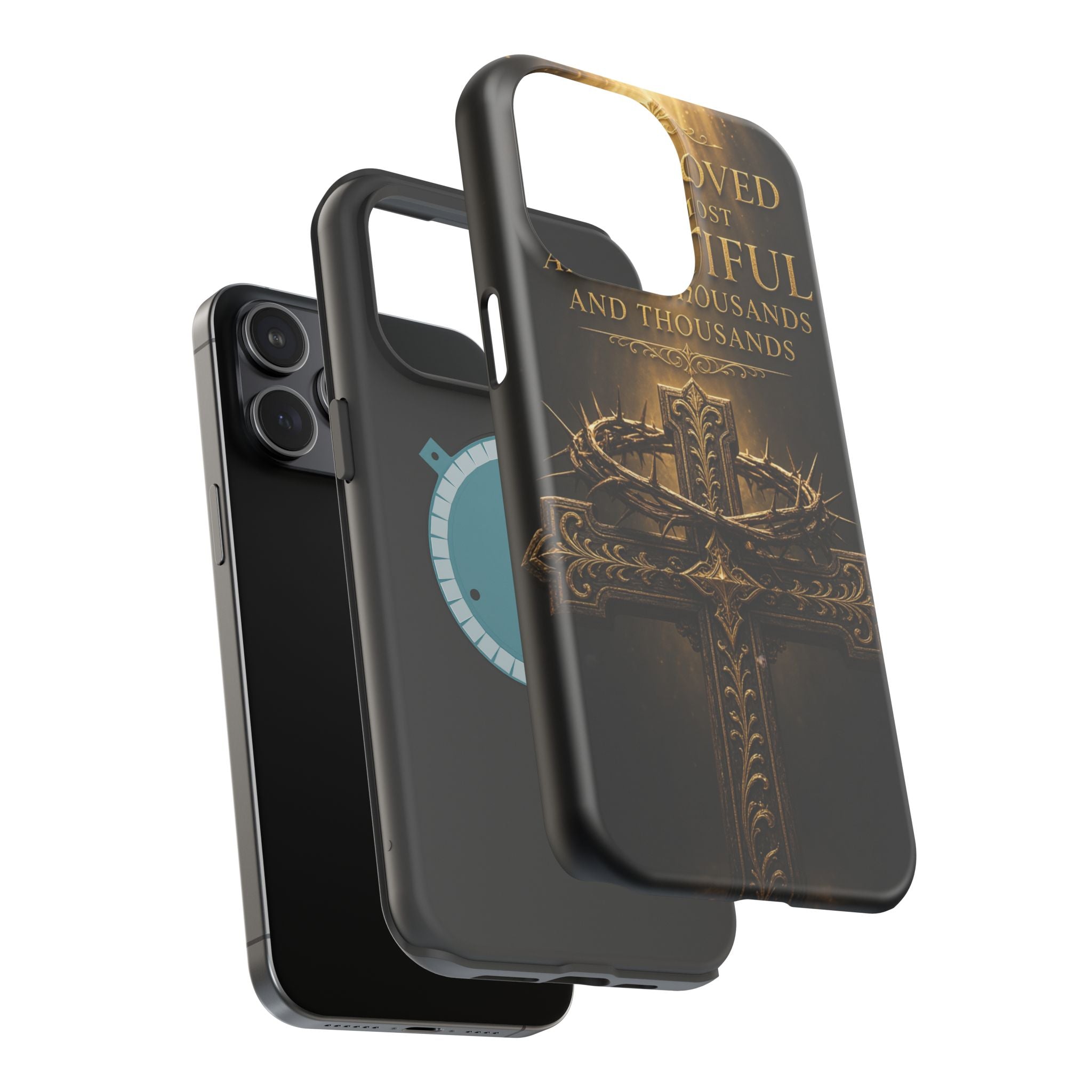 Magnetic Impact-Resistant Phone Case — "Most Beautiful" Cross with Crown of Thorns
