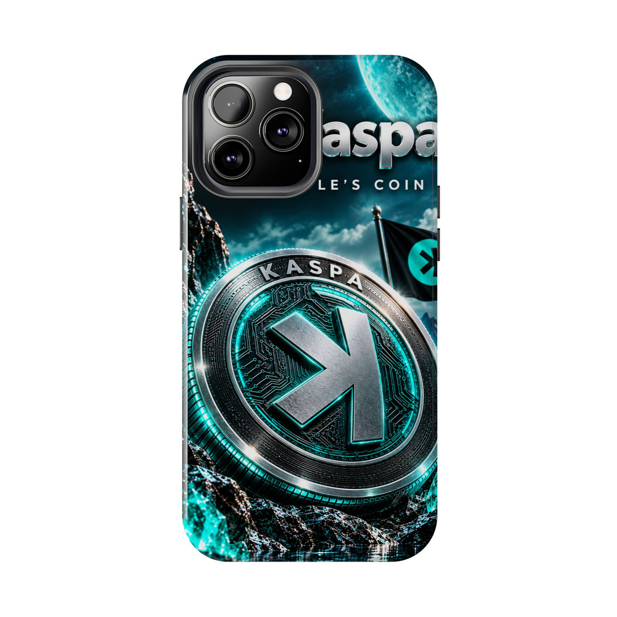 Kaspa Coin Tough Phone Case – Teal Crypto Logo Protective Cover