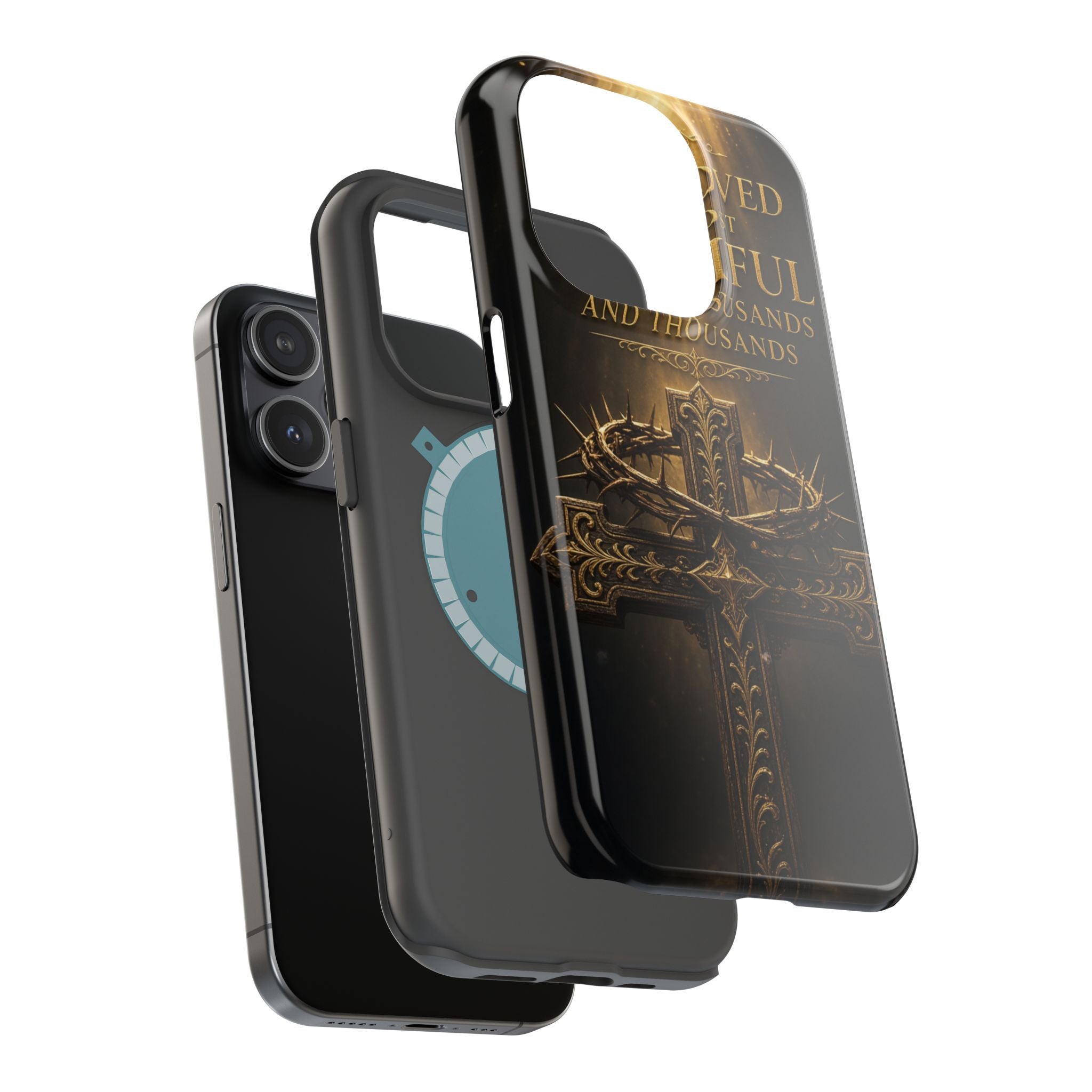 Magnetic Impact-Resistant Phone Case — "Most Beautiful" Cross with Crown of Thorns