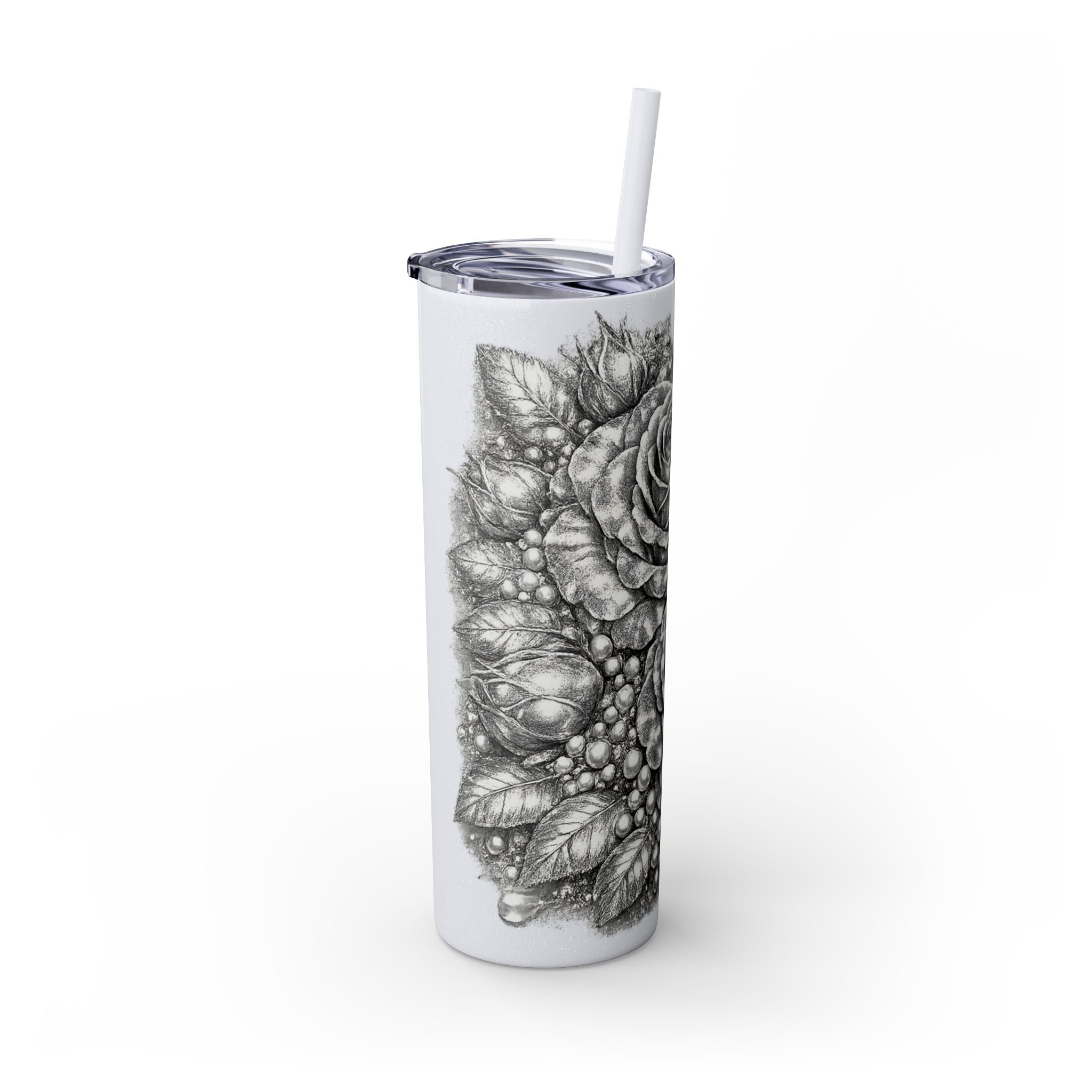 Skinny Tumbler — Monochrome Rose Garden 20oz Straw Tumbler