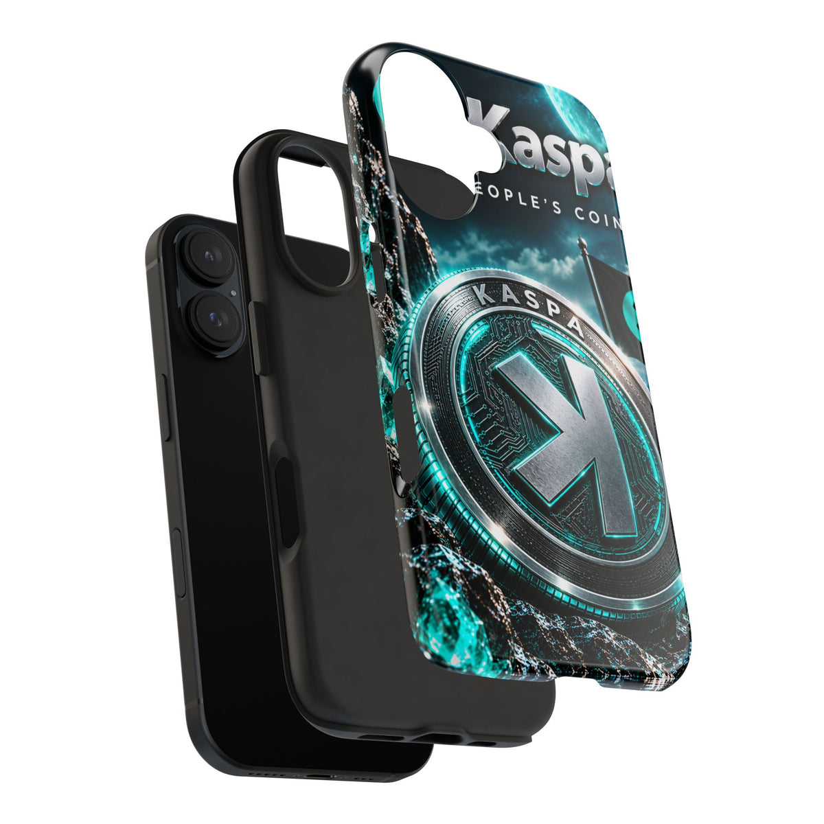 Kaspa Coin Tough Phone Case – Teal Crypto Logo Protective Cover