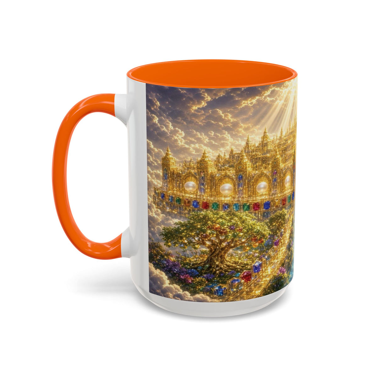 Heavenly City Christian Coffee Mug — Golden Celestial Paradise Design (11/15oz)