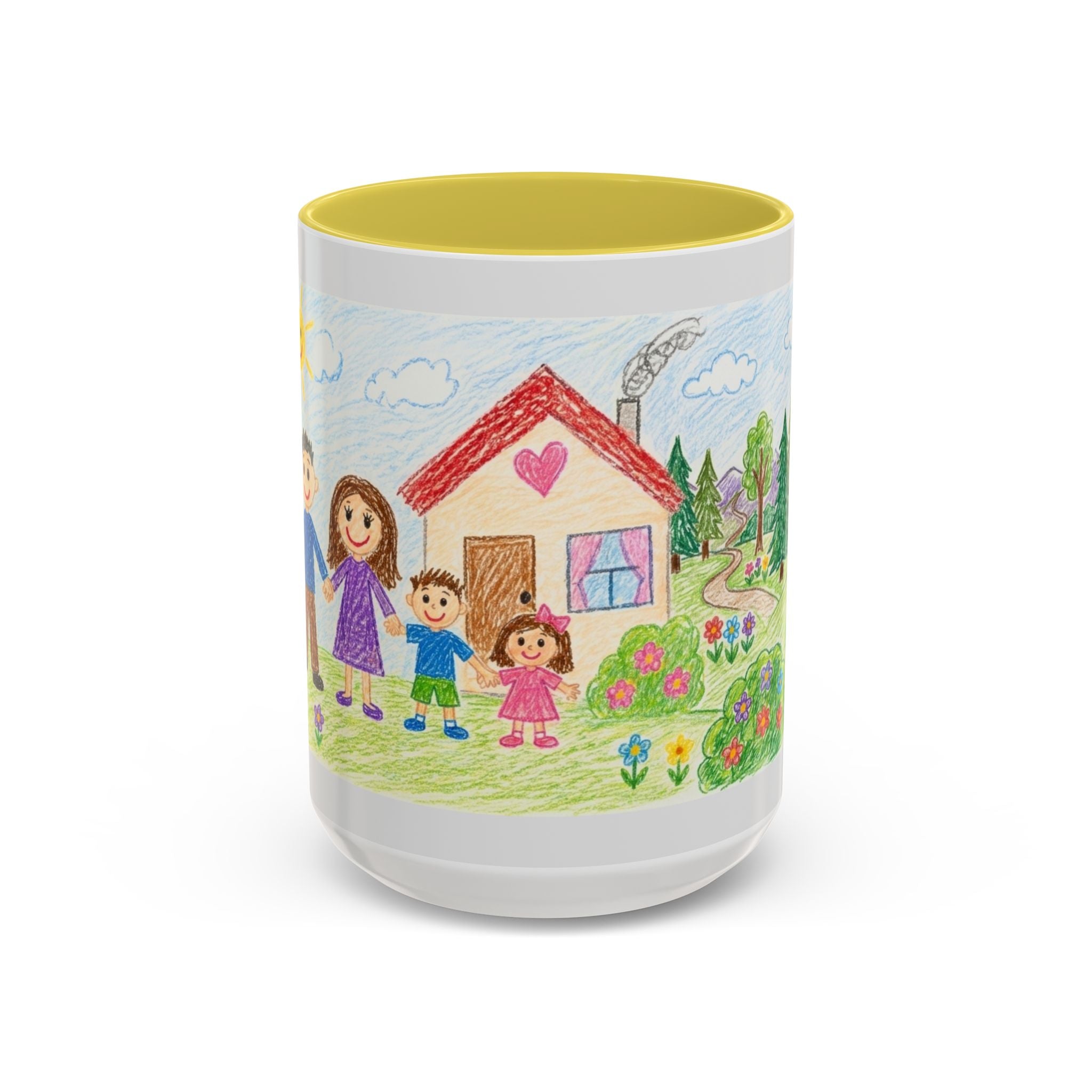 Crayon Family Home Drawing Mug | Colorful Ceramic Coffee Cup