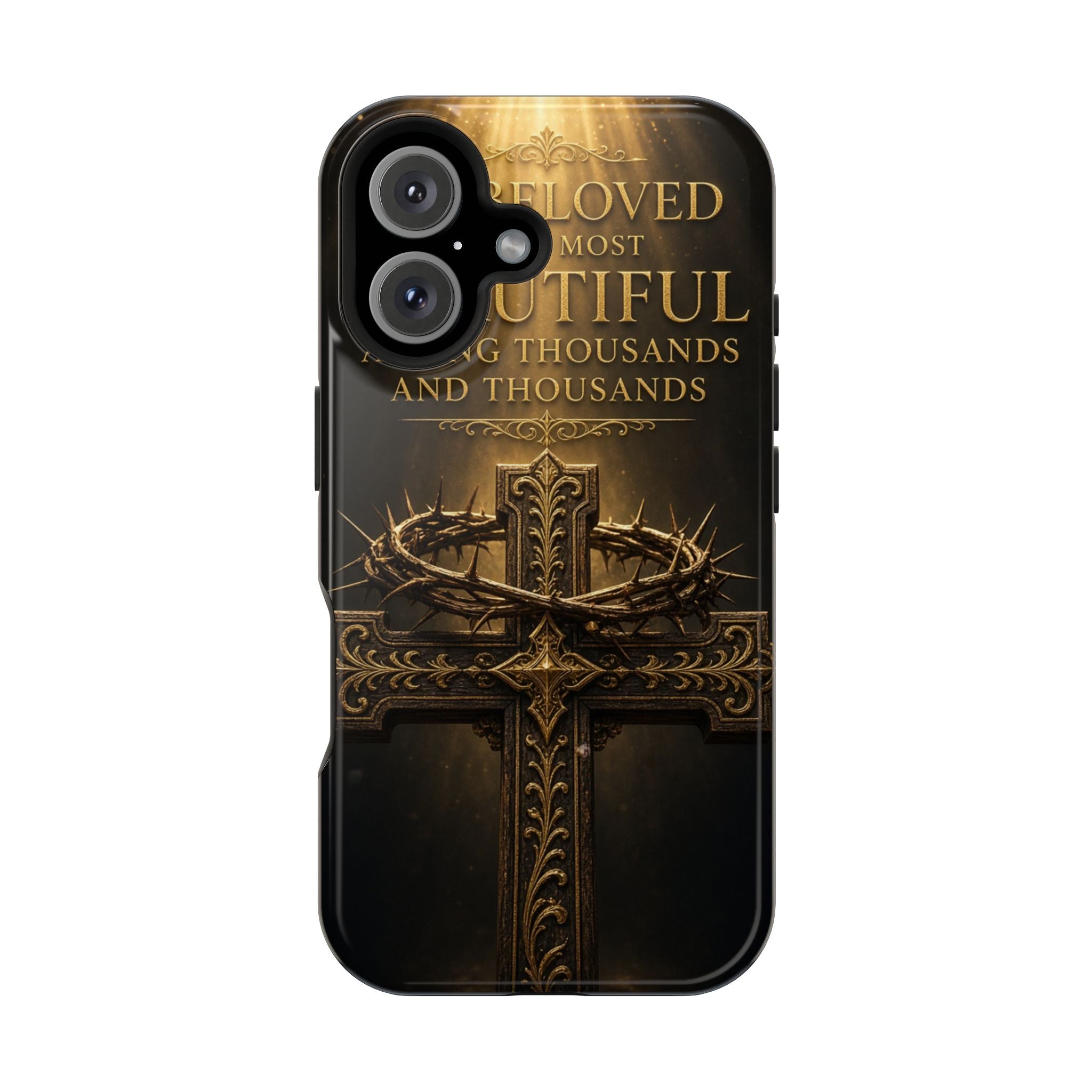 Magnetic Impact-Resistant Phone Case — "Most Beautiful" Cross with Crown of Thorns
