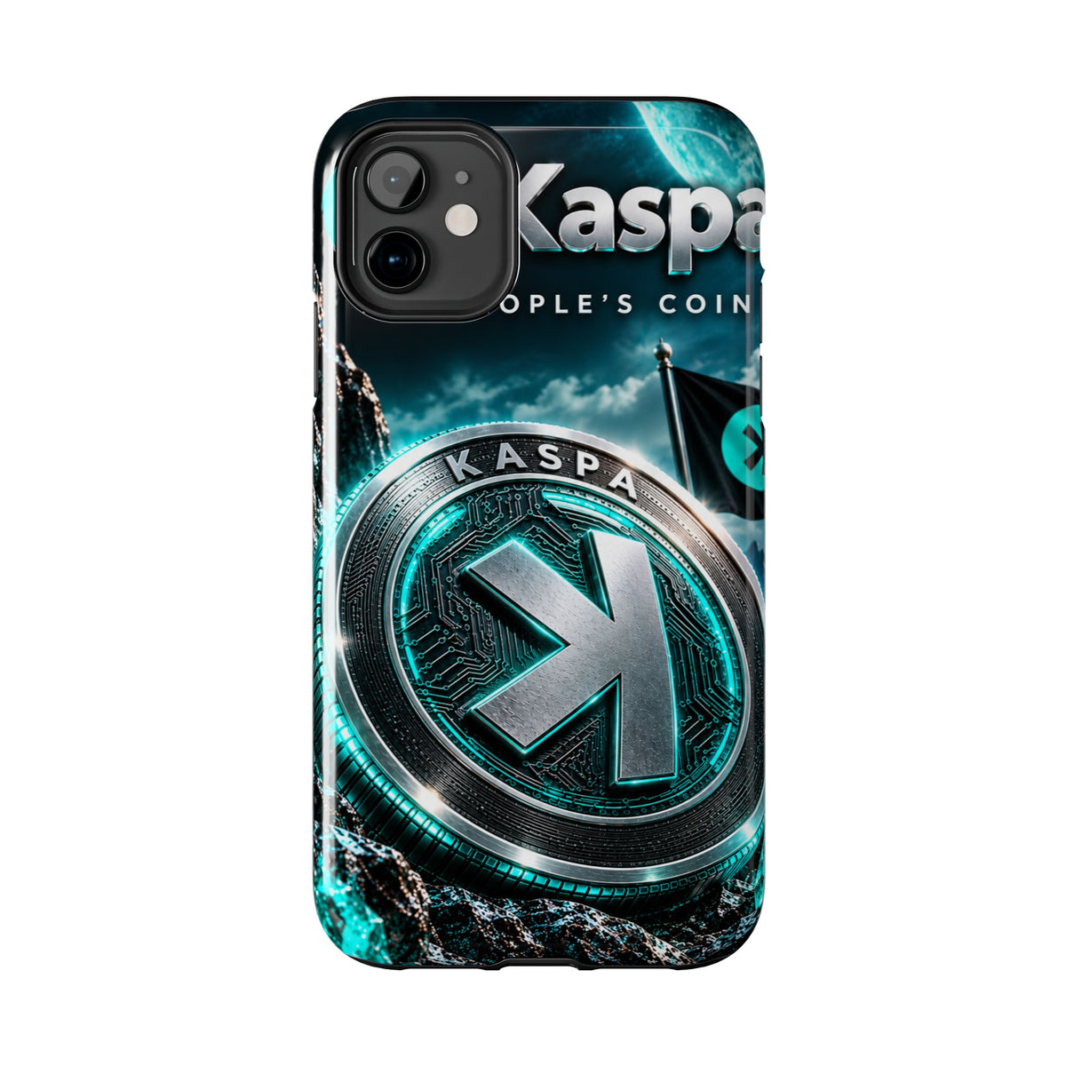 Kaspa Coin Tough Phone Case – Teal Crypto Logo Protective Cover