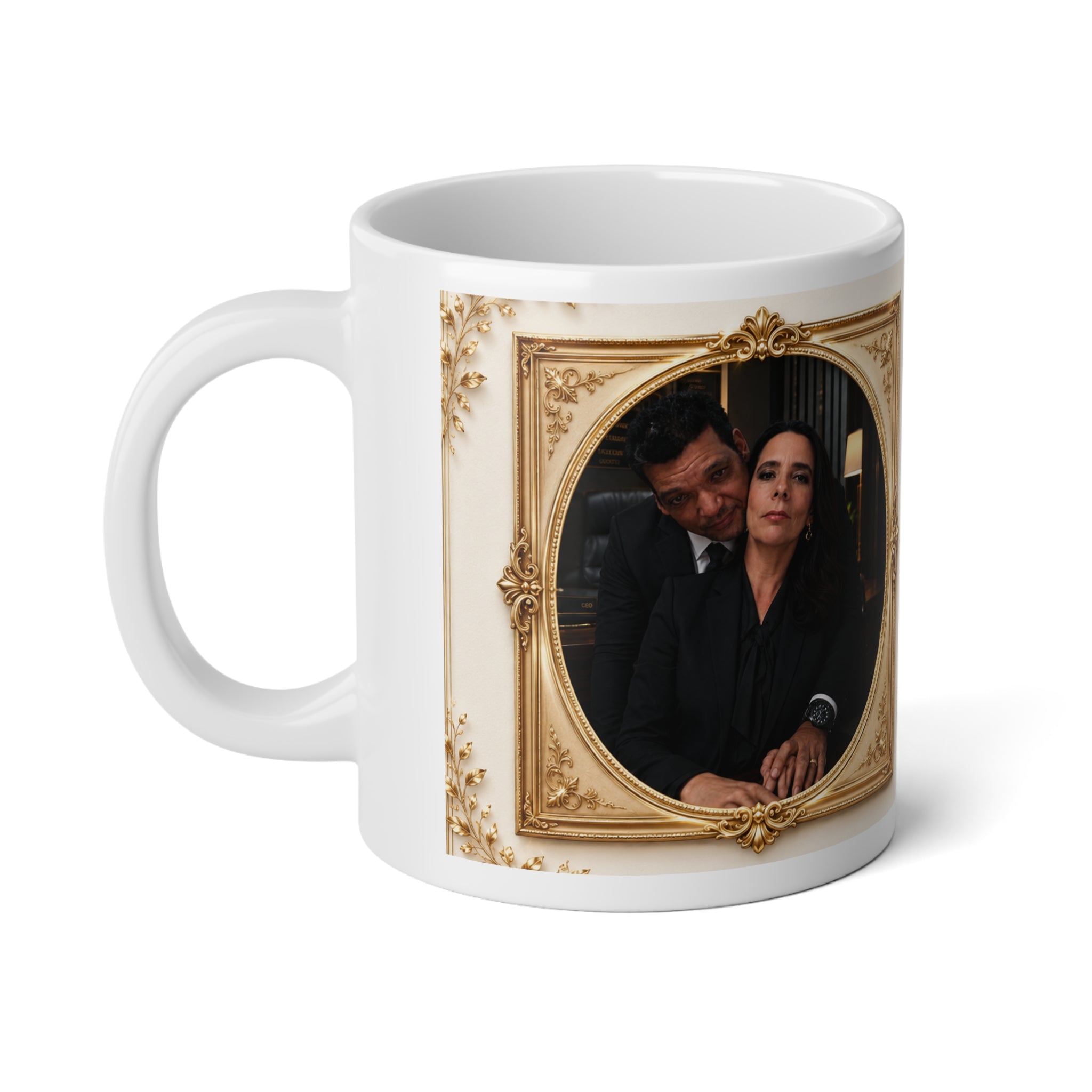 Personalized Vintage Photo 20oz Mug — Custom Names & Spanish Love Poem