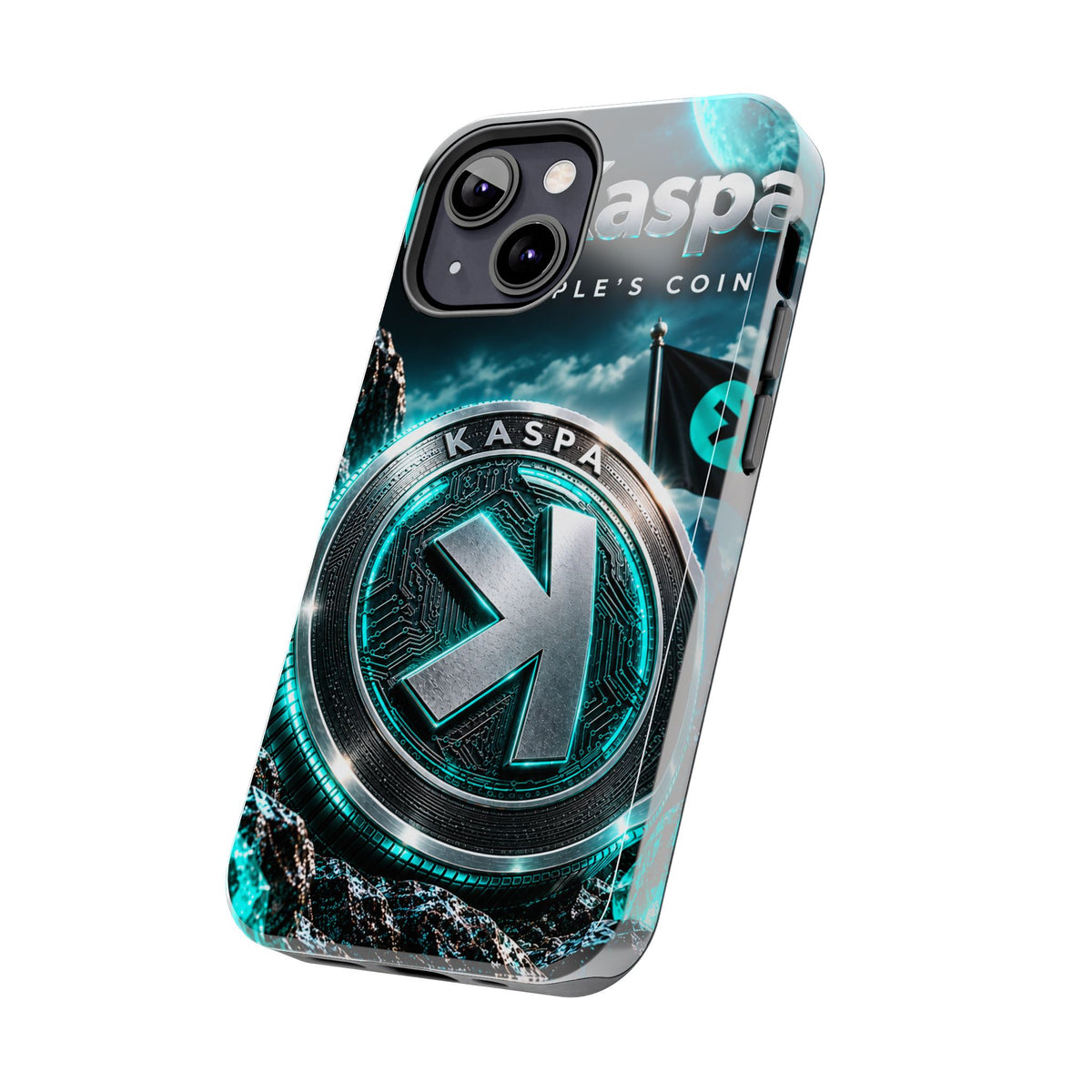 Kaspa Coin Tough Phone Case – Teal Crypto Logo Protective Cover