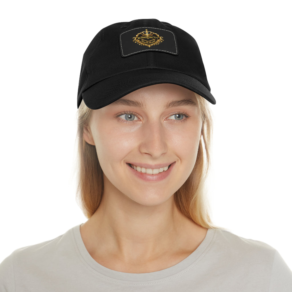 Dad Hat — Vintage Gold Crest Leather Patch Cap