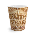 Faith Over Fear Latte Mug — Inspirational Religious Coffee Cup with Cross & Floral Design