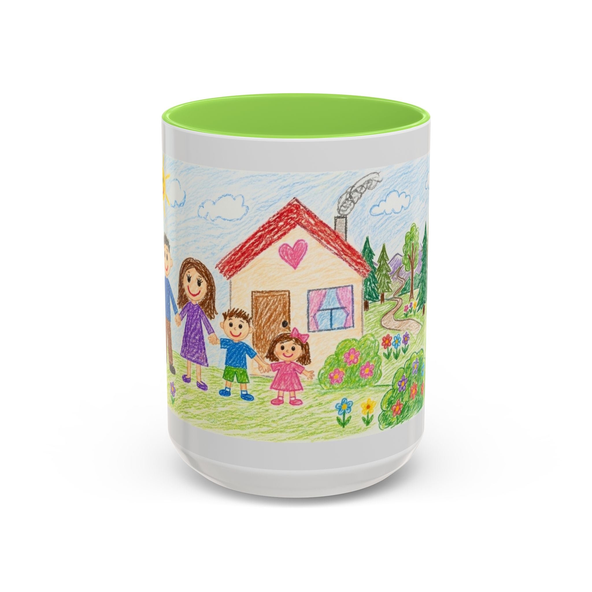 Crayon Family Home Drawing Mug | Colorful Ceramic Coffee Cup