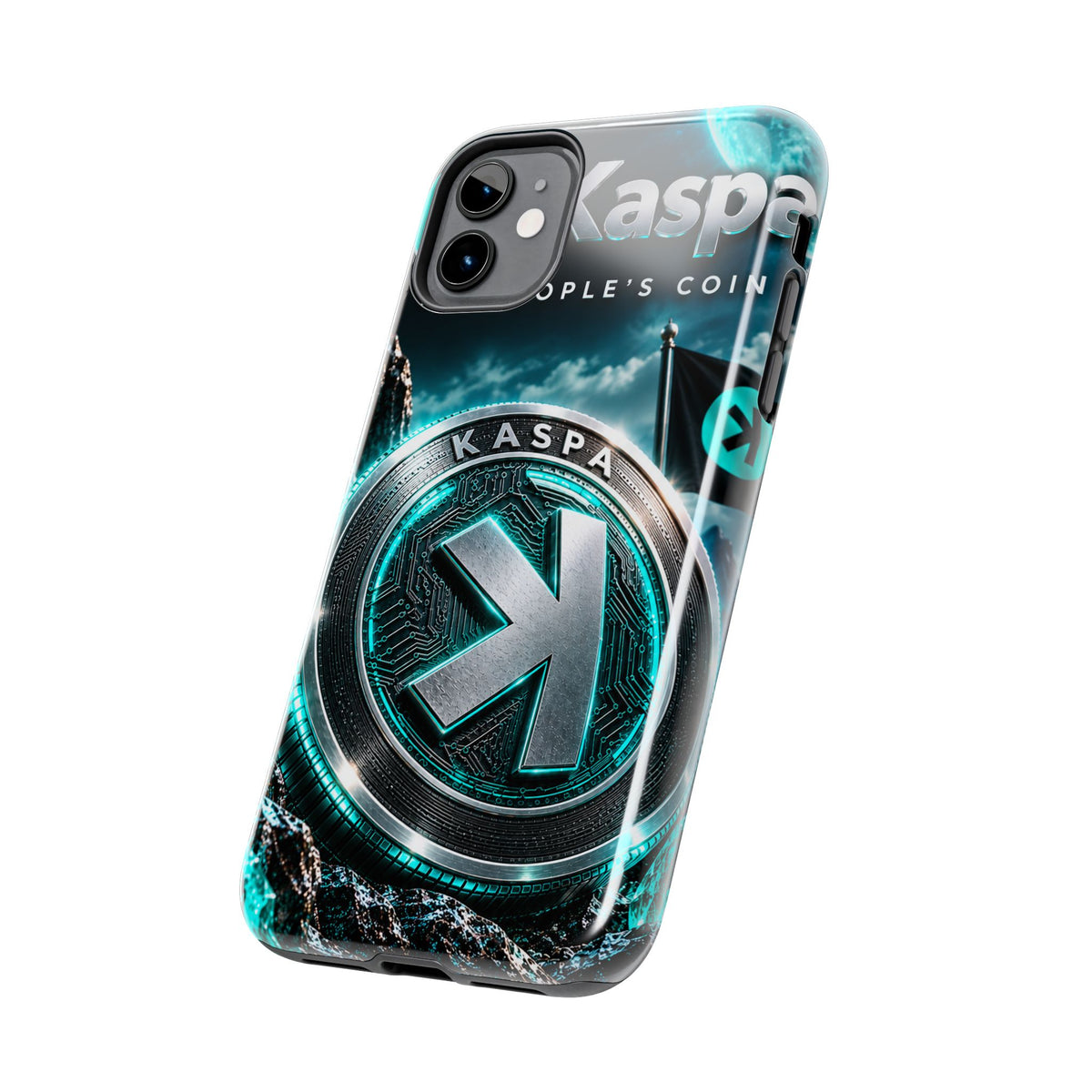 Kaspa Coin Tough Phone Case – Teal Crypto Logo Protective Cover