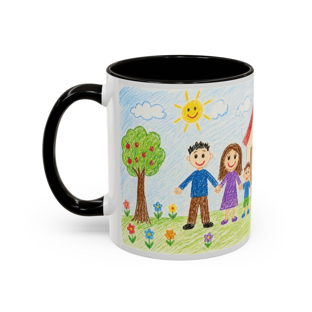 Crayon Family Home Drawing Mug | Colorful Ceramic Coffee Cup