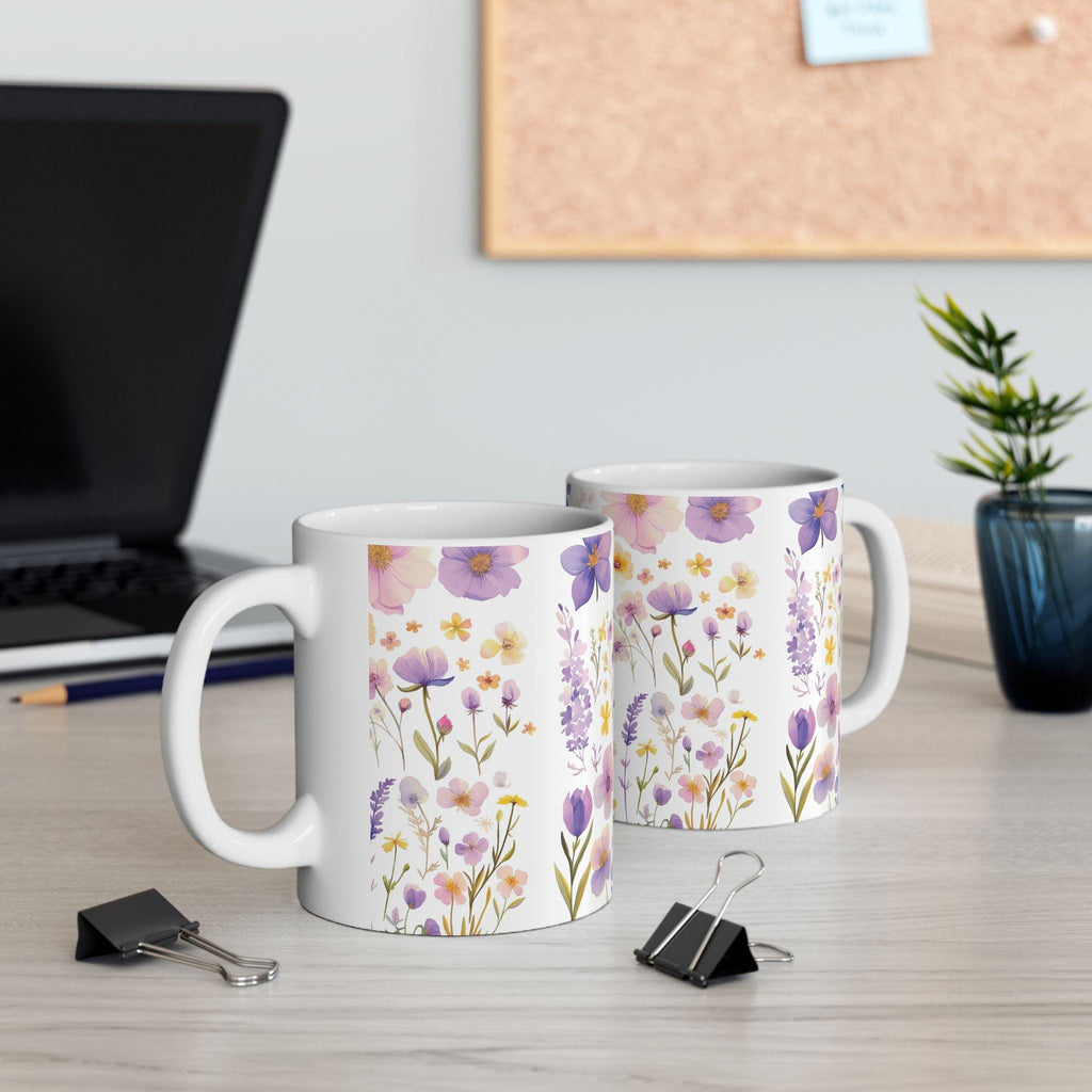 Taza Botánica de Flores Silvestres -Regalo Floral para Mujer,Mug de Cerámica Estética de Naturaleza,Regalo para Mamá,Garden Lover Coffee Cup