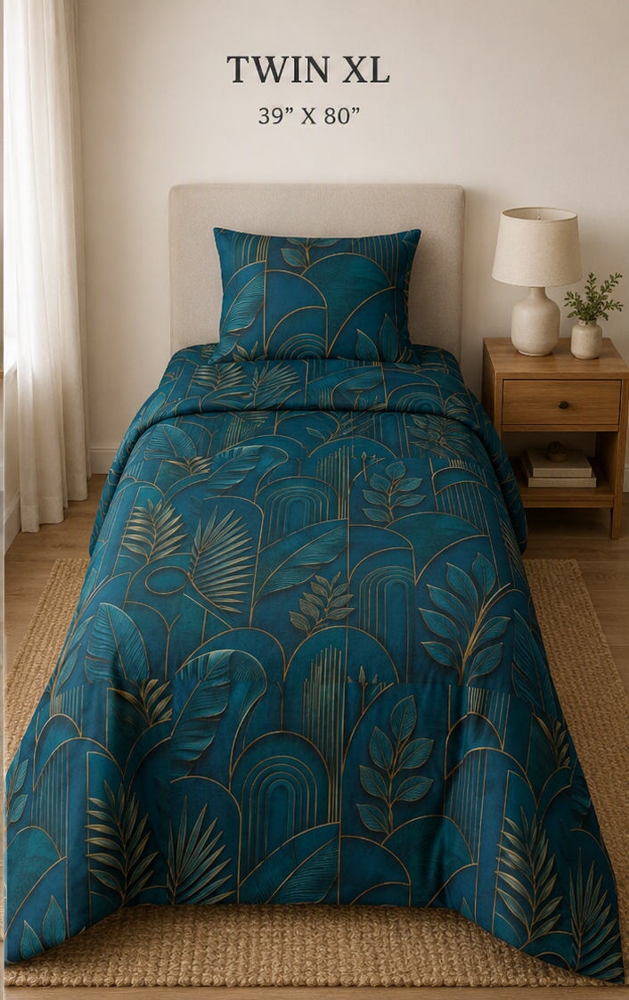 Tropical Leaf Cotton Bed Set – Green Jungle Duvet & Pillowcases