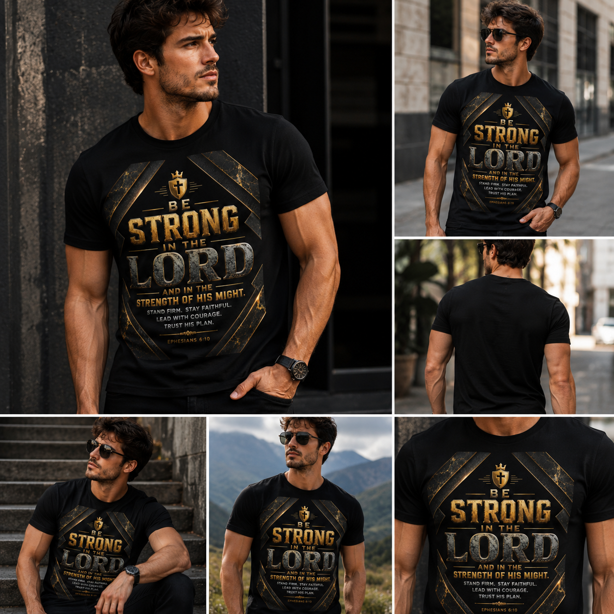 Be Strong in the Lord Christian T-Shirt — Inspirational Bible Verse Tee (Ephesians 6:10)