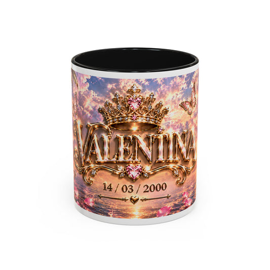 Personalized Gold Crest Name Mug — Custom Name & Date Two-Tone Accent