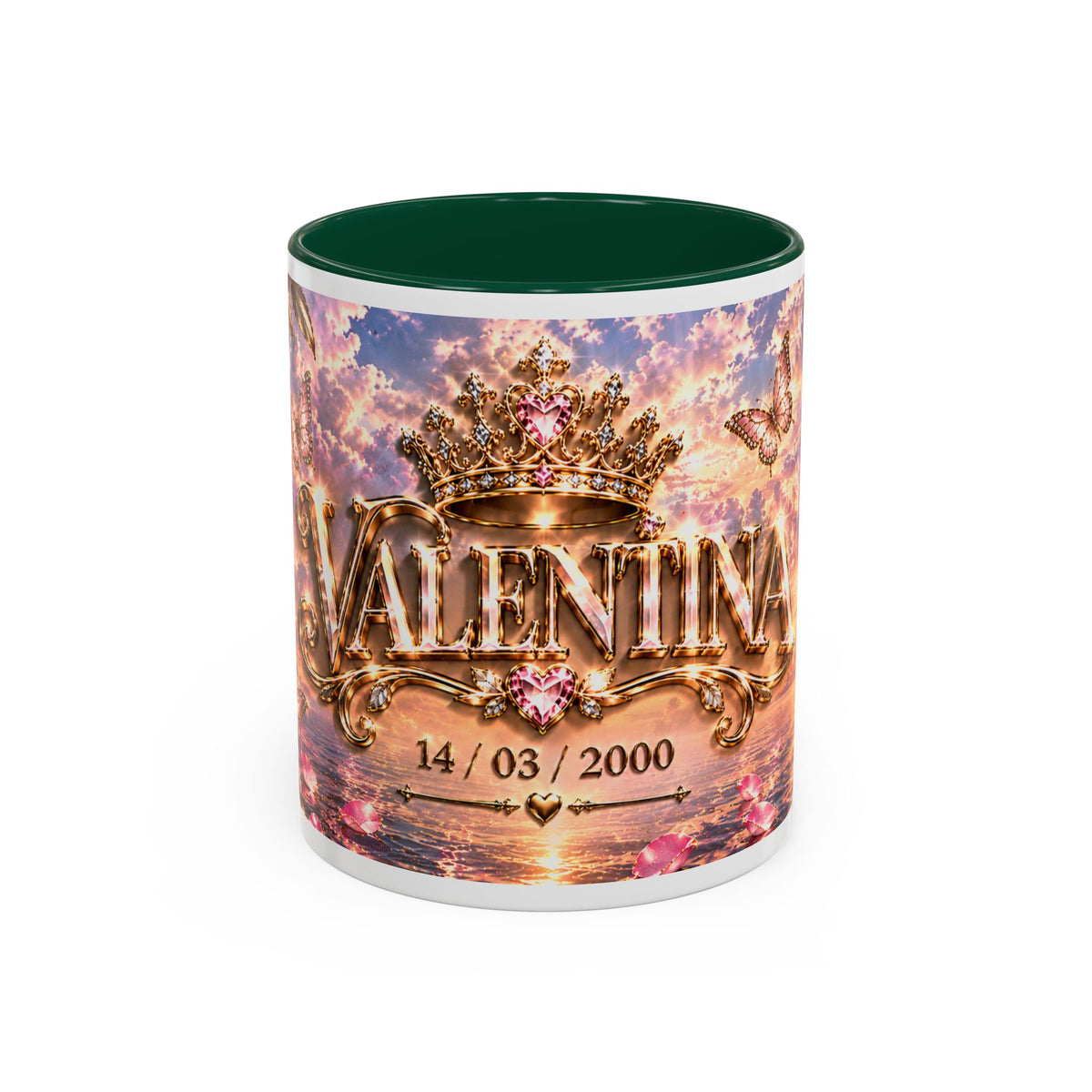 Personalized Gold Crest Name Mug — Custom Name & Date Two-Tone Accent