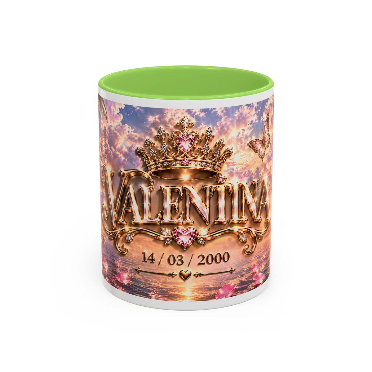 Personalized Gold Crest Name Mug — Custom Name & Date Two-Tone Accent