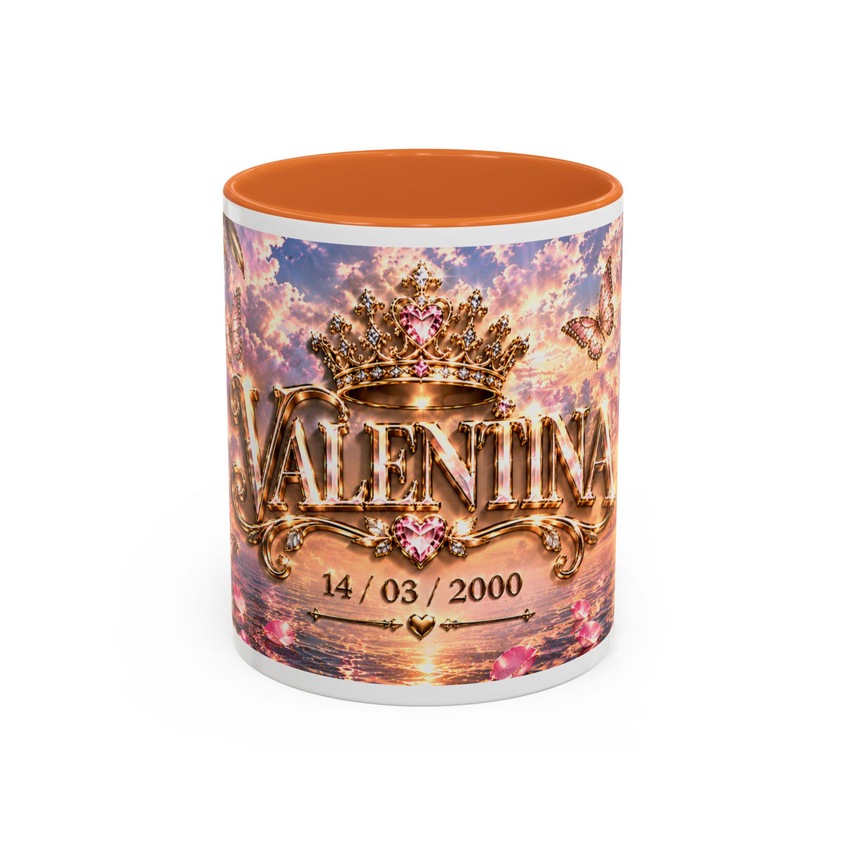 Personalized Gold Crest Name Mug — Custom Name & Date Two-Tone Accent