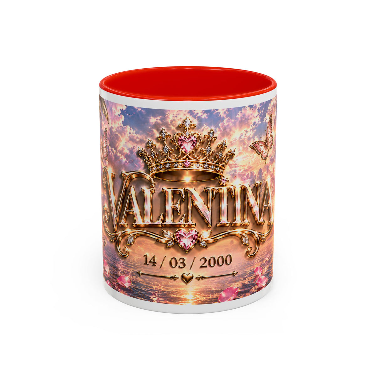 Personalized Gold Crest Name Mug — Custom Name & Date Two-Tone Accent