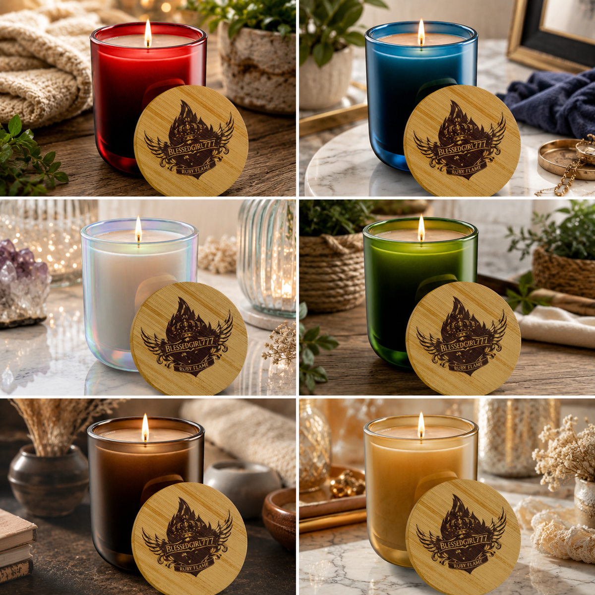 Engraved Soy Candle | 14oz Luxury Scented Candle with Custom Bamboo Lid — Rustic Crest