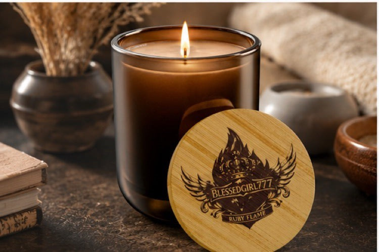 Engraved Soy Candle | 14oz Luxury Scented Candle with Custom Bamboo Lid — Rustic Crest