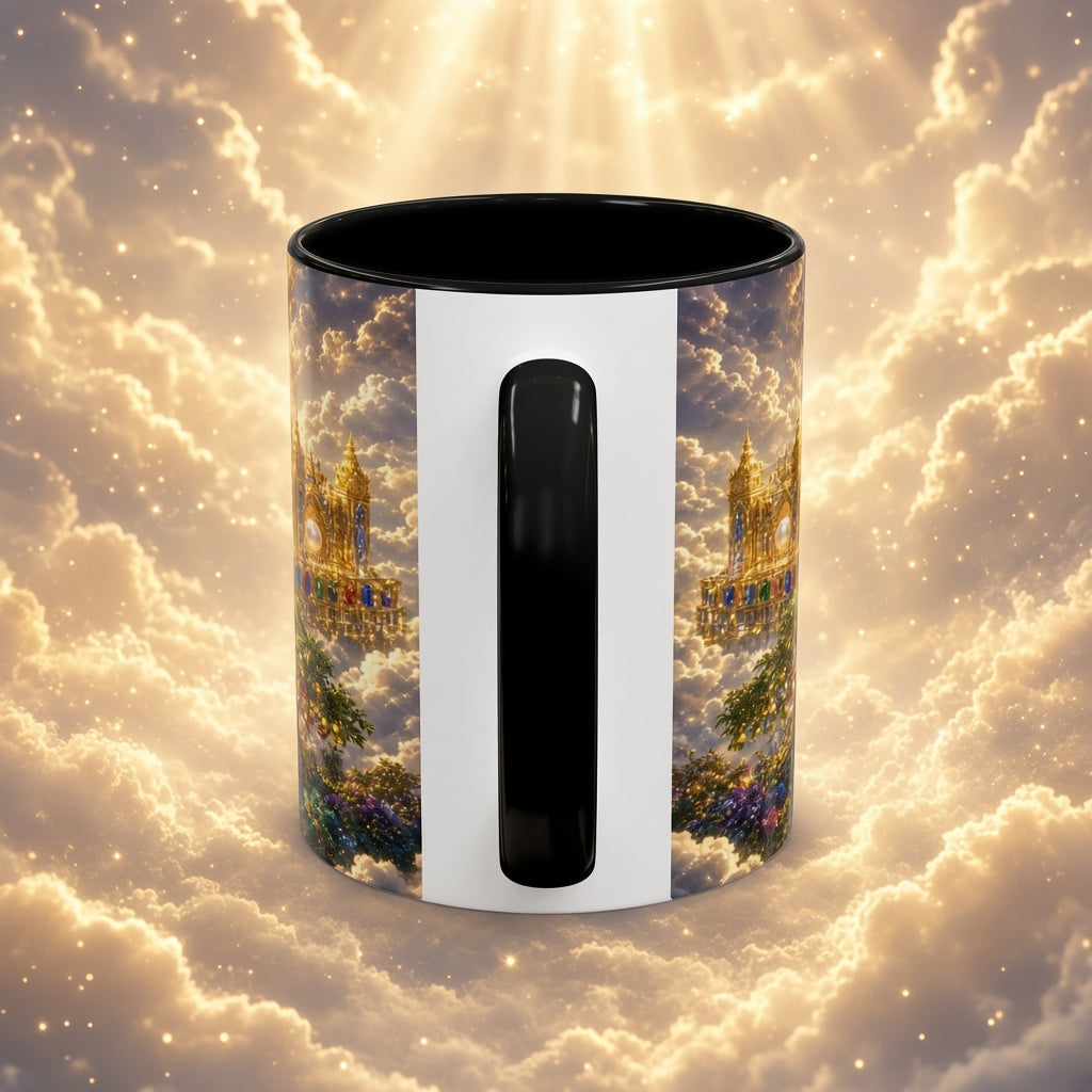 Heavenly City Christian Coffee Mug — Golden Celestial Paradise Design (11/15oz)