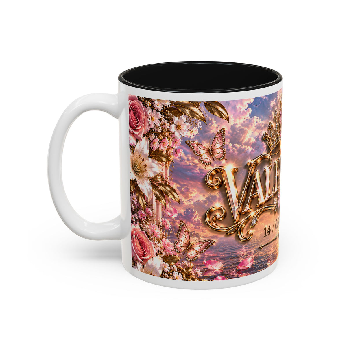 Personalized Gold Crest Name Mug — Custom Name & Date Two-Tone Accent