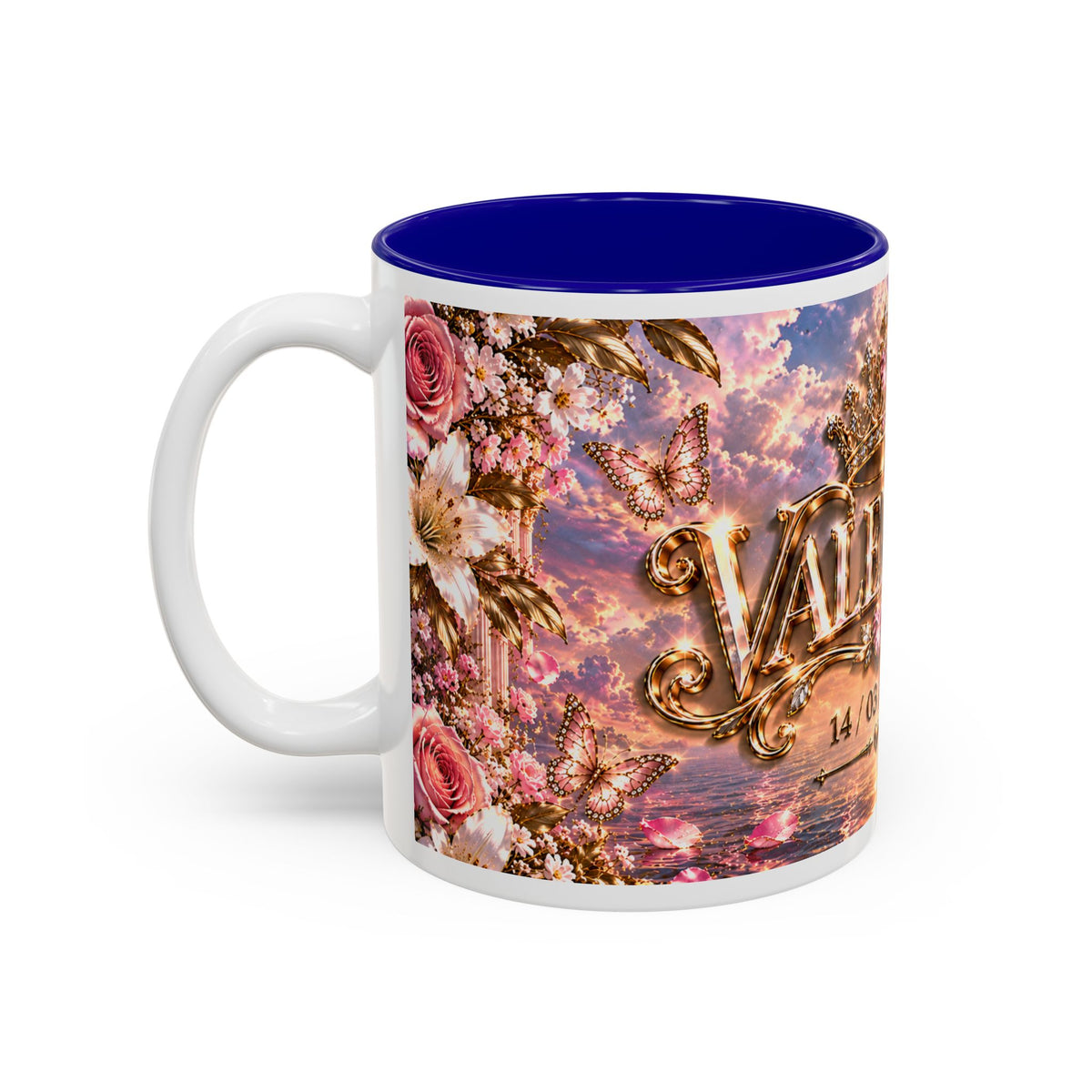 Personalized Gold Crest Name Mug — Custom Name & Date Two-Tone Accent
