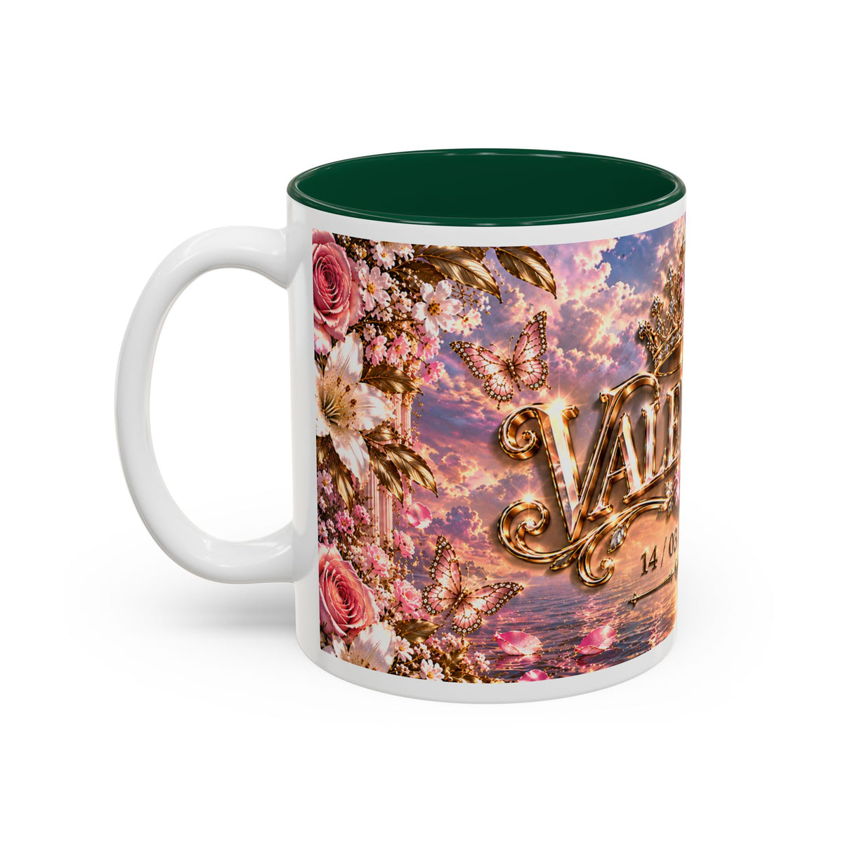 Personalized Gold Crest Name Mug — Custom Name & Date Two-Tone Accent
