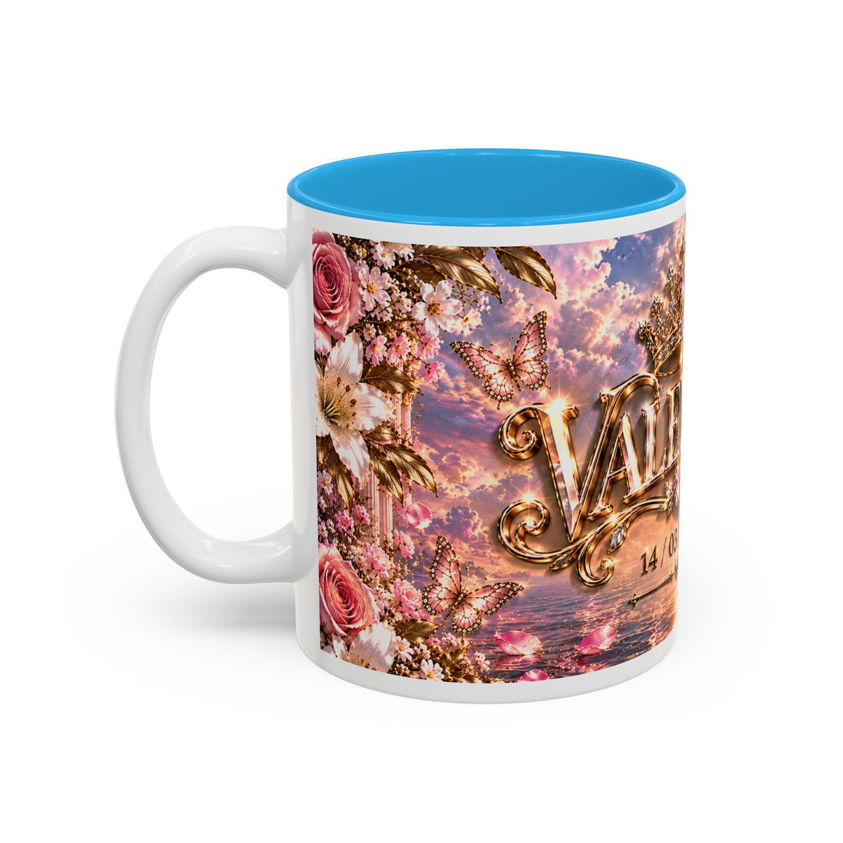 Personalized Gold Crest Name Mug — Custom Name & Date Two-Tone Accent