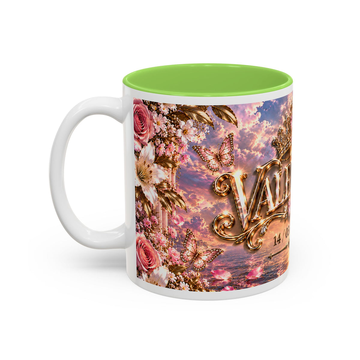 Personalized Gold Crest Name Mug — Custom Name & Date Two-Tone Accent