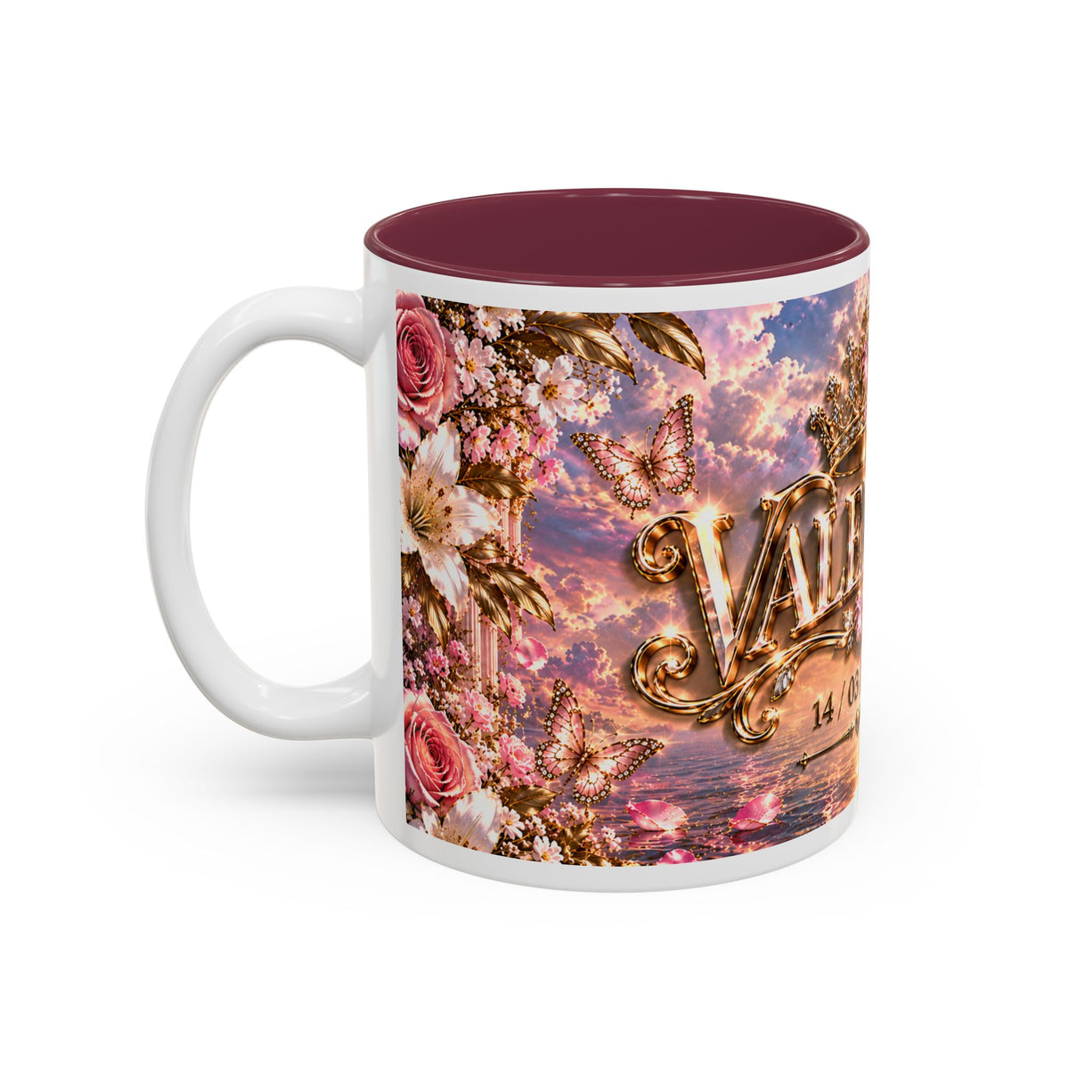 Personalized Gold Crest Name Mug — Custom Name & Date Two-Tone Accent