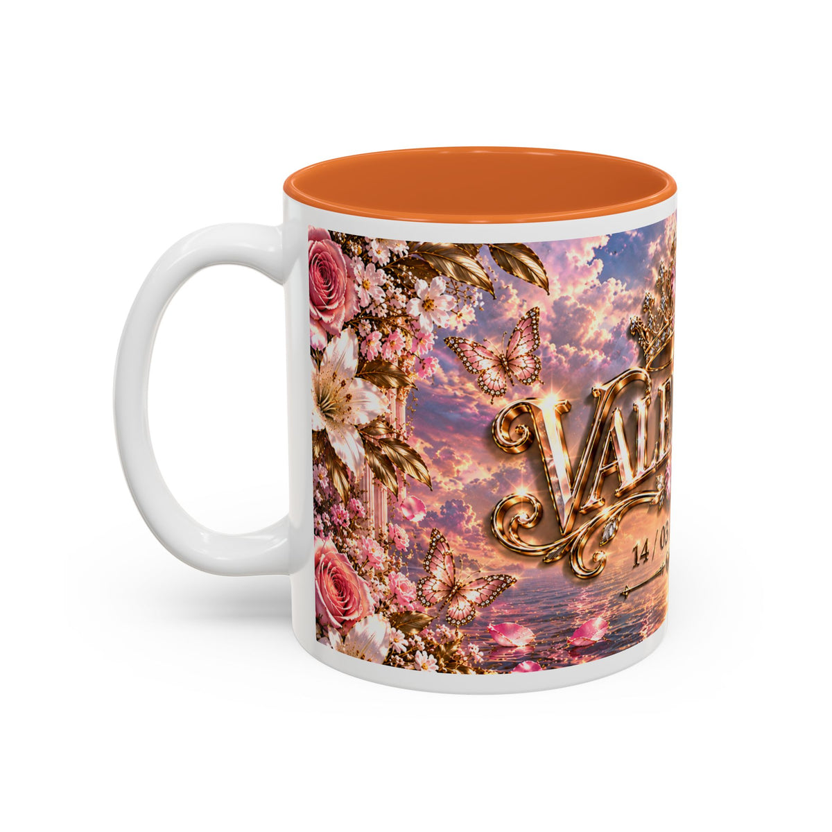 Personalized Gold Crest Name Mug — Custom Name & Date Two-Tone Accent