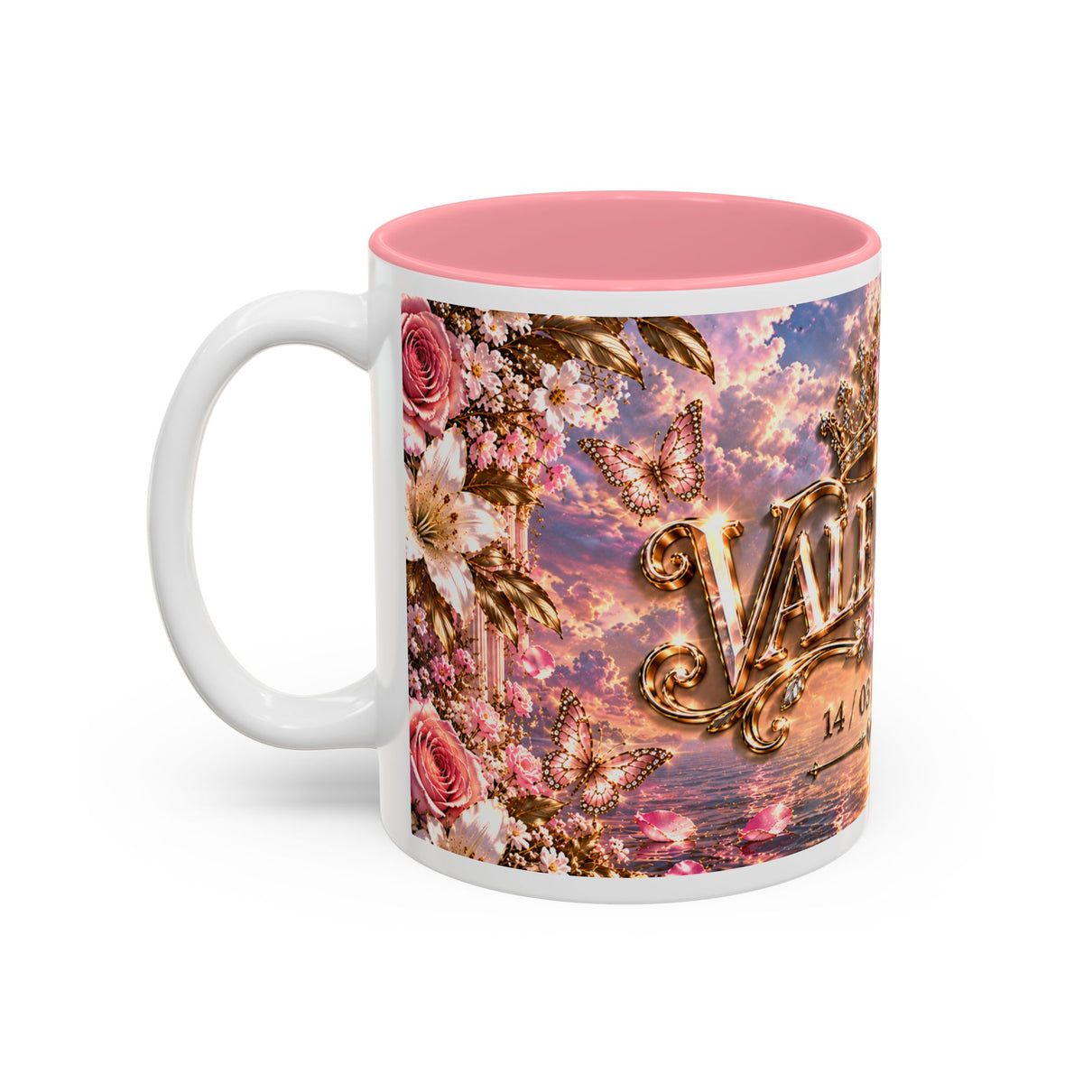 Personalized Gold Crest Name Mug — Custom Name & Date Two-Tone Accent