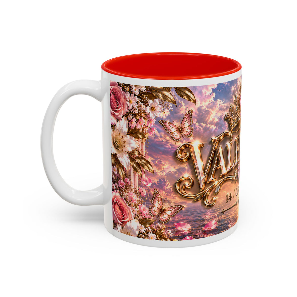 Personalized Gold Crest Name Mug — Custom Name & Date Two-Tone Accent