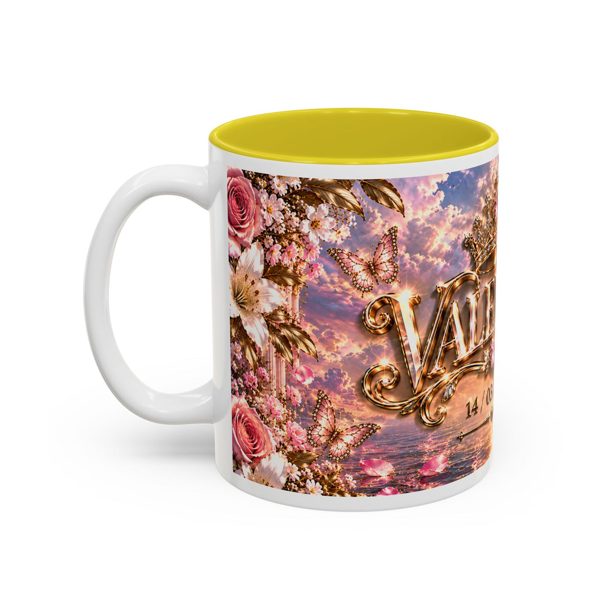Personalized Gold Crest Name Mug — Custom Name & Date Two-Tone Accent