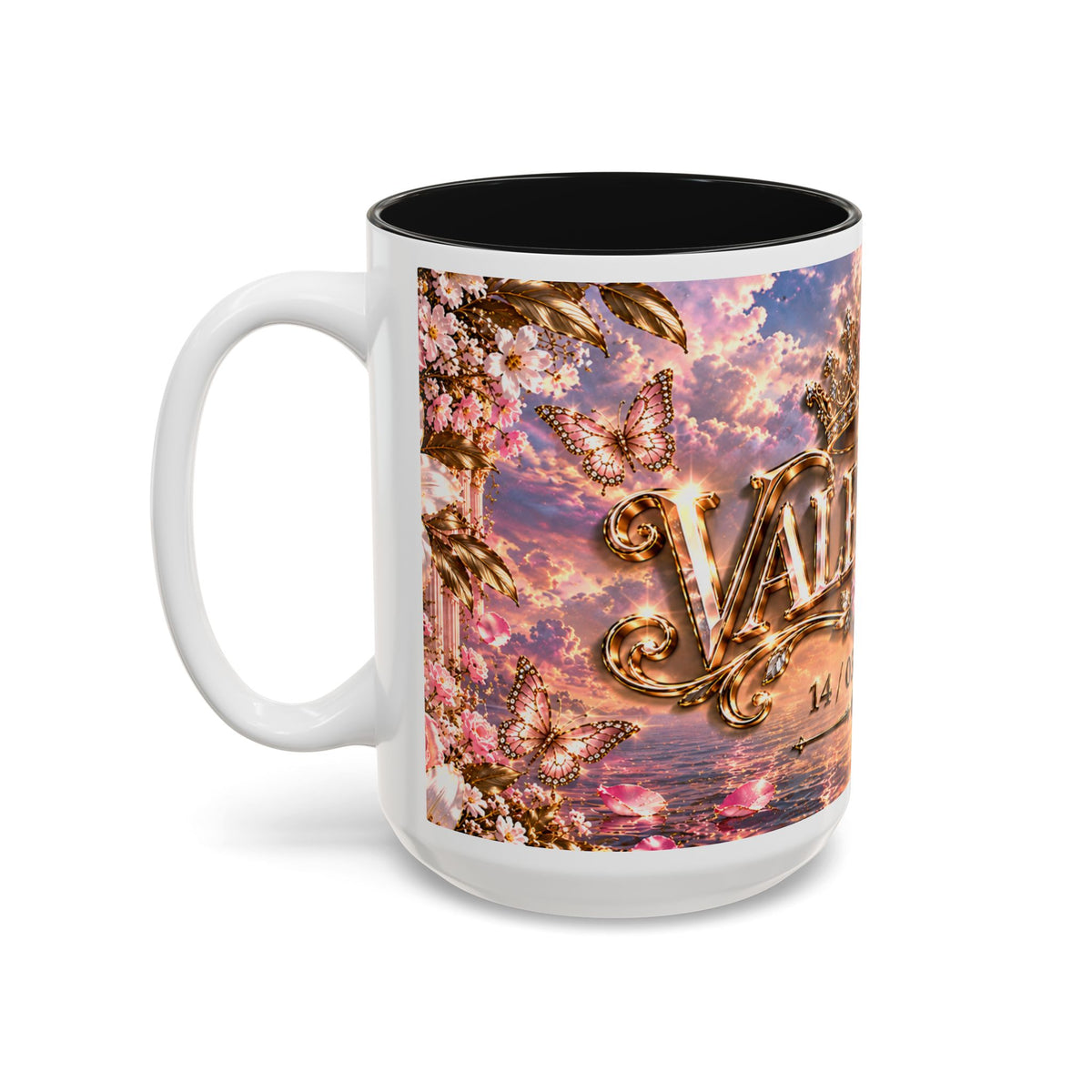 Personalized Gold Crest Name Mug — Custom Name & Date Two-Tone Accent