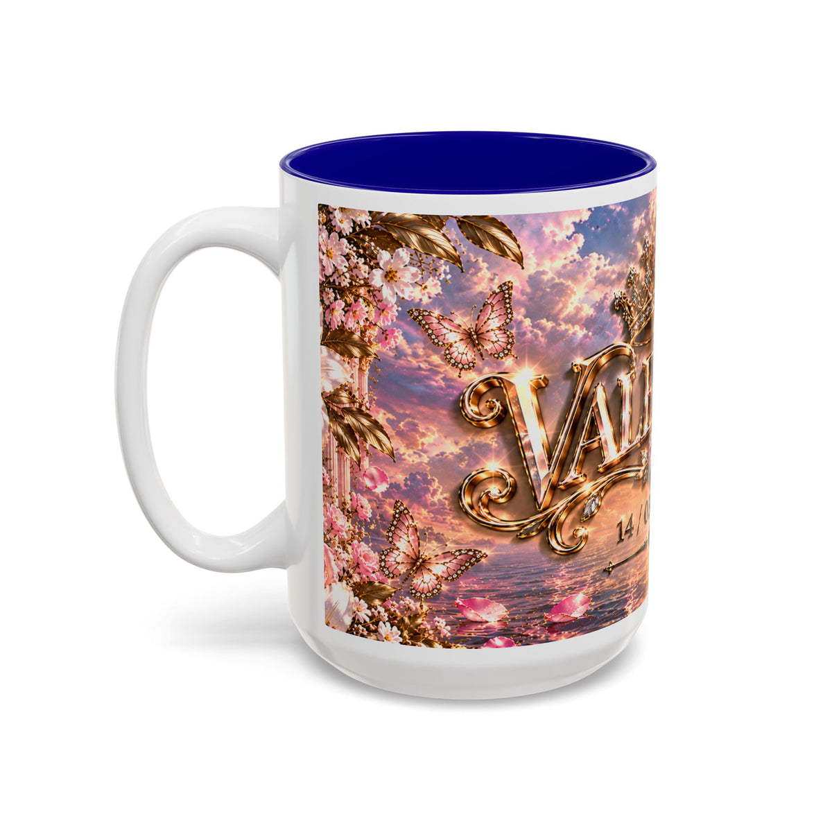 Personalized Gold Crest Name Mug — Custom Name & Date Two-Tone Accent
