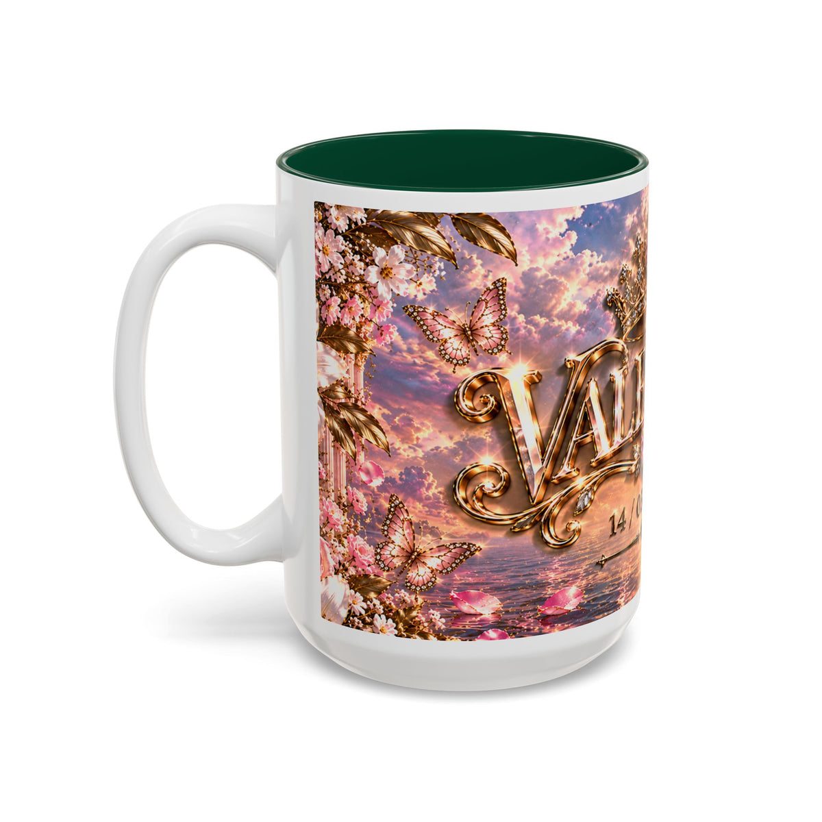 Personalized Gold Crest Name Mug — Custom Name & Date Two-Tone Accent