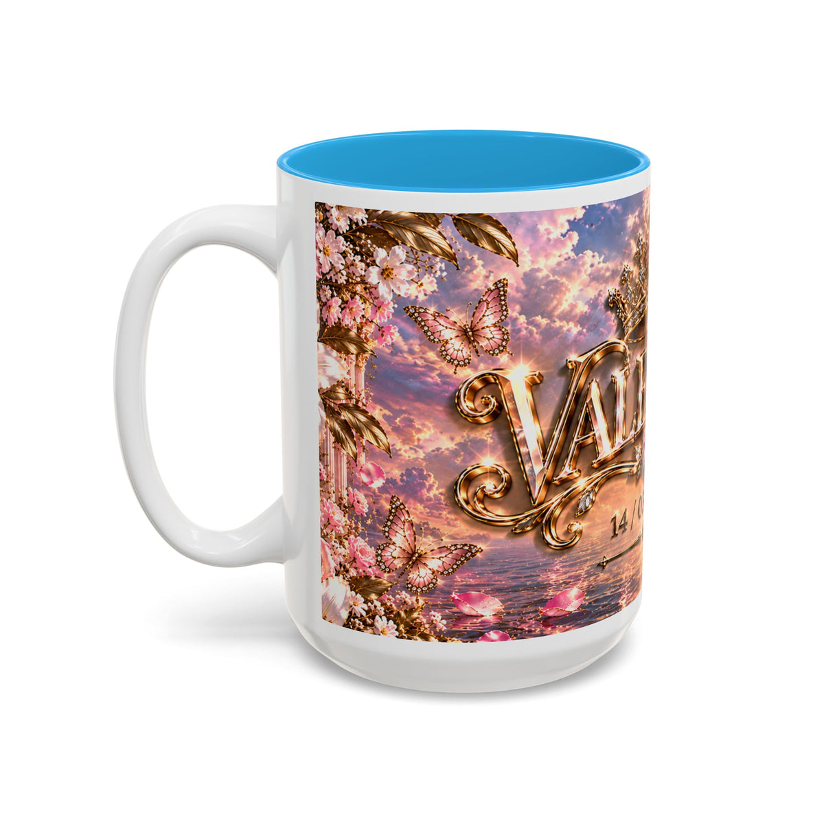 Personalized Gold Crest Name Mug — Custom Name & Date Two-Tone Accent