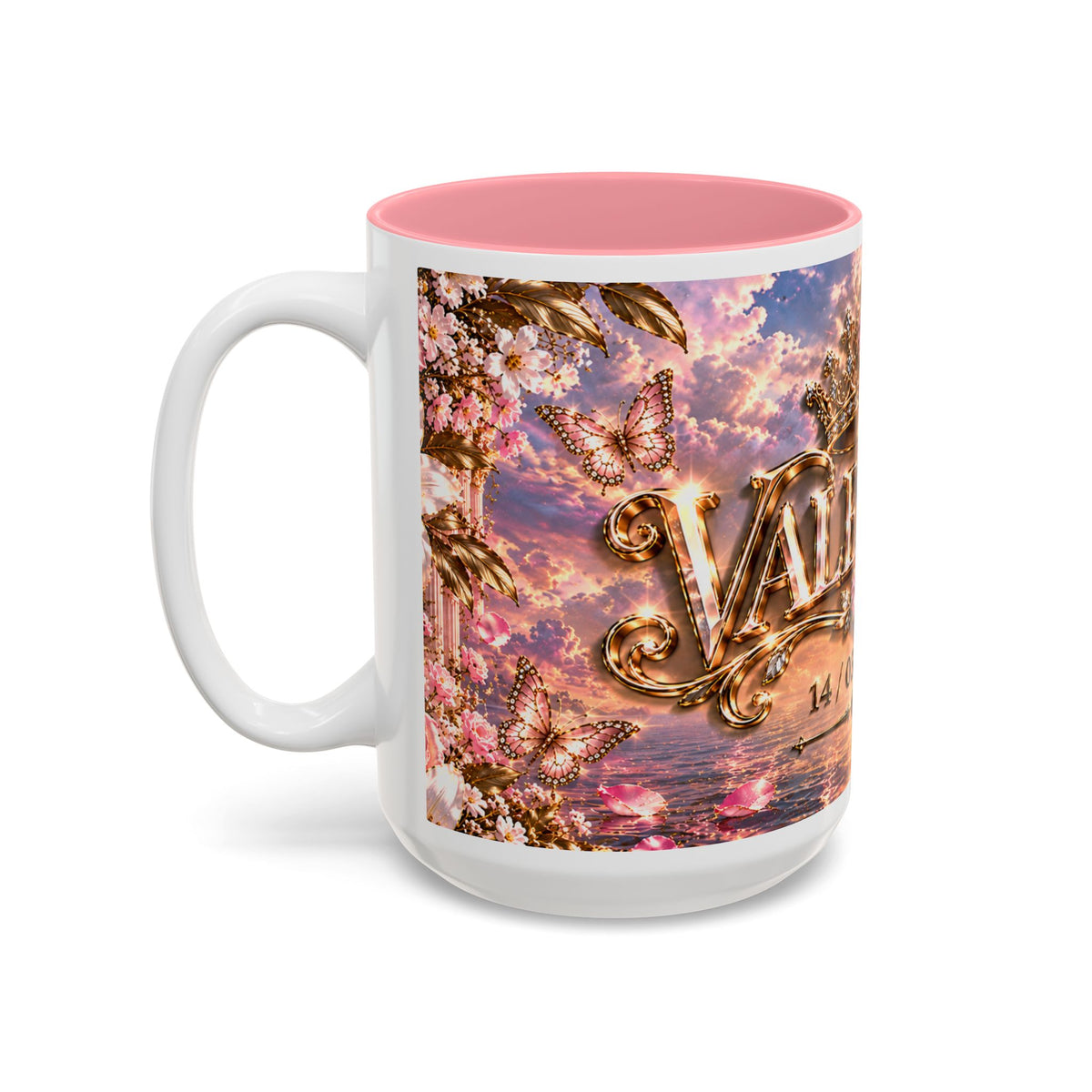 Personalized Gold Crest Name Mug — Custom Name & Date Two-Tone Accent