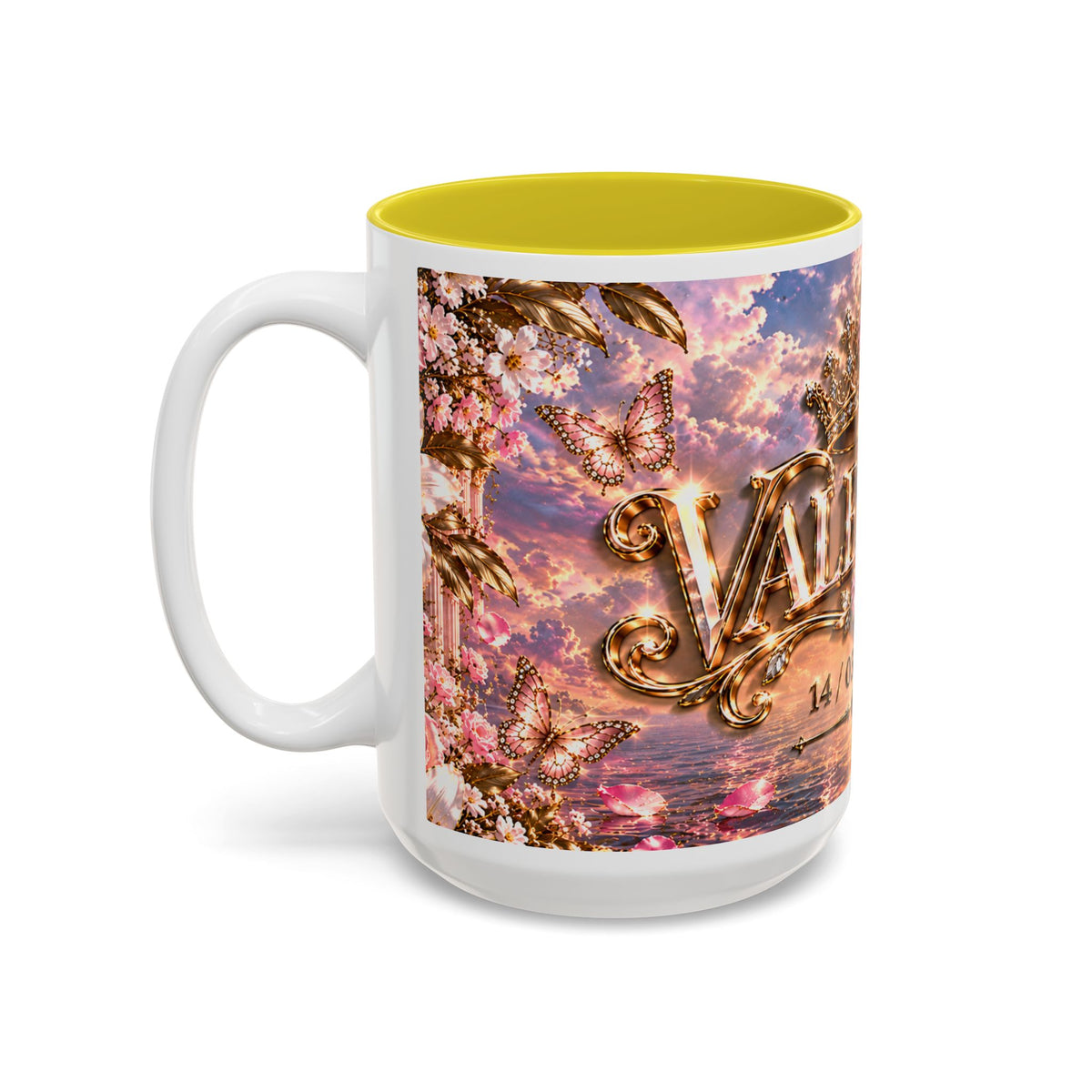 Personalized Gold Crest Name Mug — Custom Name & Date Two-Tone Accent