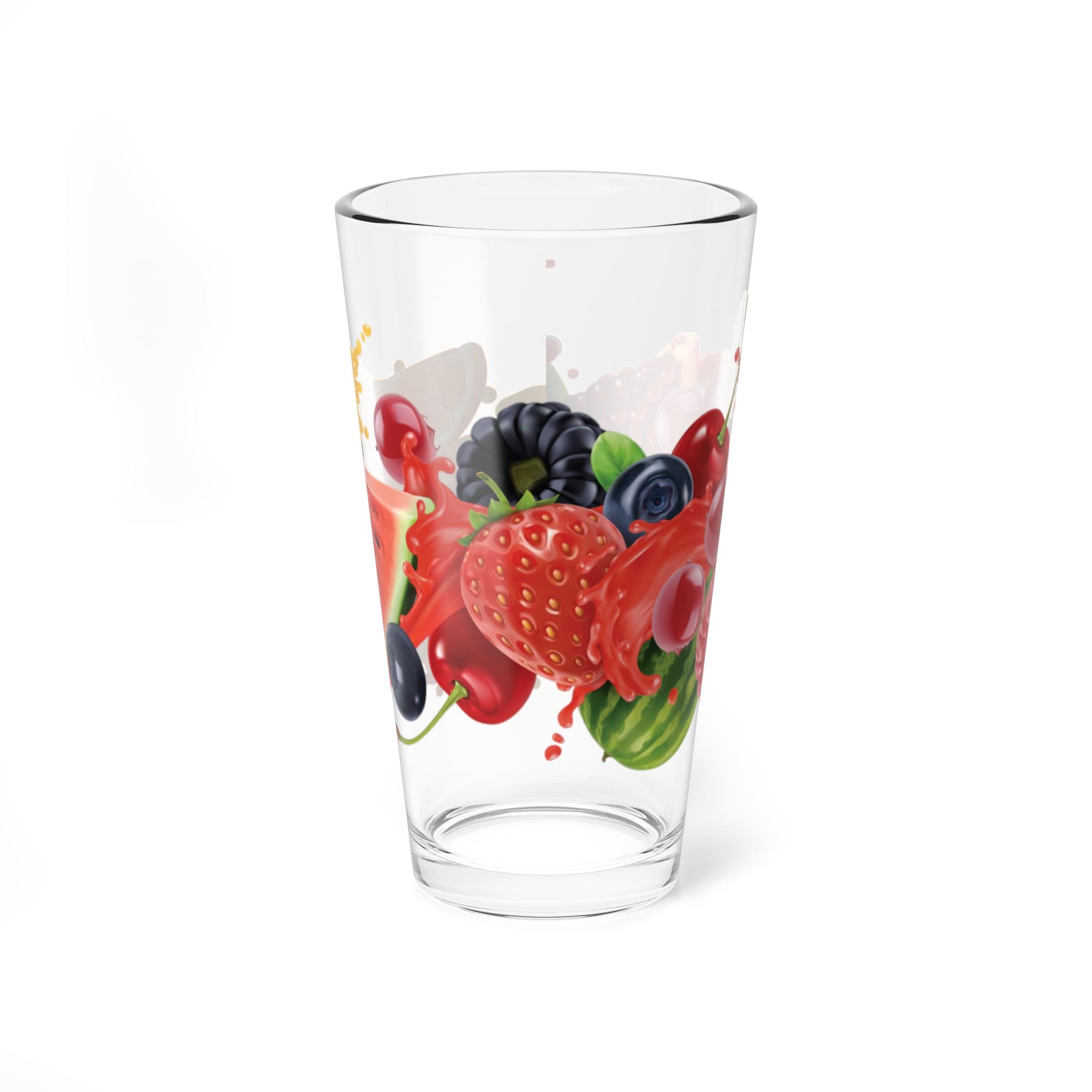 Vaso de Mezcla de Frutas Coloridas - Mixing Glass Estético para Cócteles, Jarra de Vidrio con Diseño de Frutas, Regalo para Bar en Casa