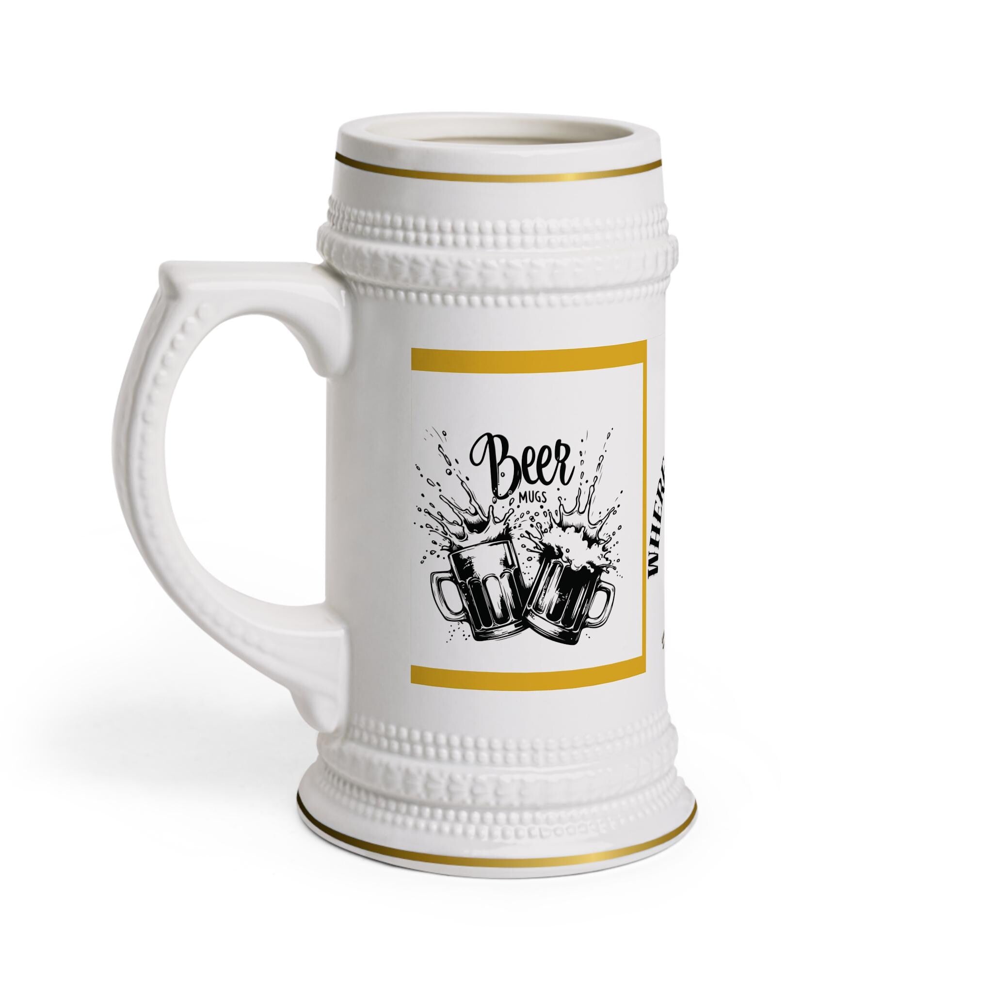Personalized Vintage Beer Stein Mug 22oz | Oktoberfest Gift, Custom German Bierkrug, Beer Lover Father's Day Present, Rustic Ceramic Stein