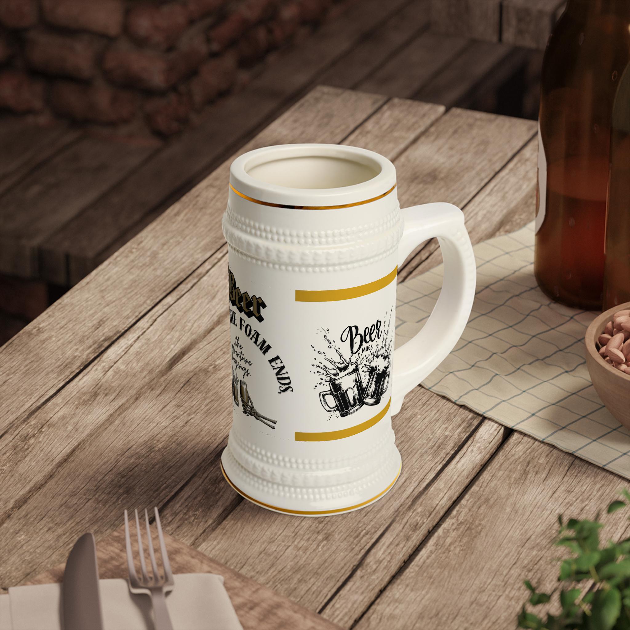Personalized Vintage Beer Stein Mug 22oz | Oktoberfest Gift, Custom German Bierkrug, Beer Lover Father's Day Present, Rustic Ceramic Stein